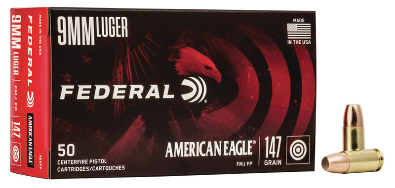 Federal, American Eagle, 9mm, Full Metal Jacket, 147 Grain, 50 Rounds