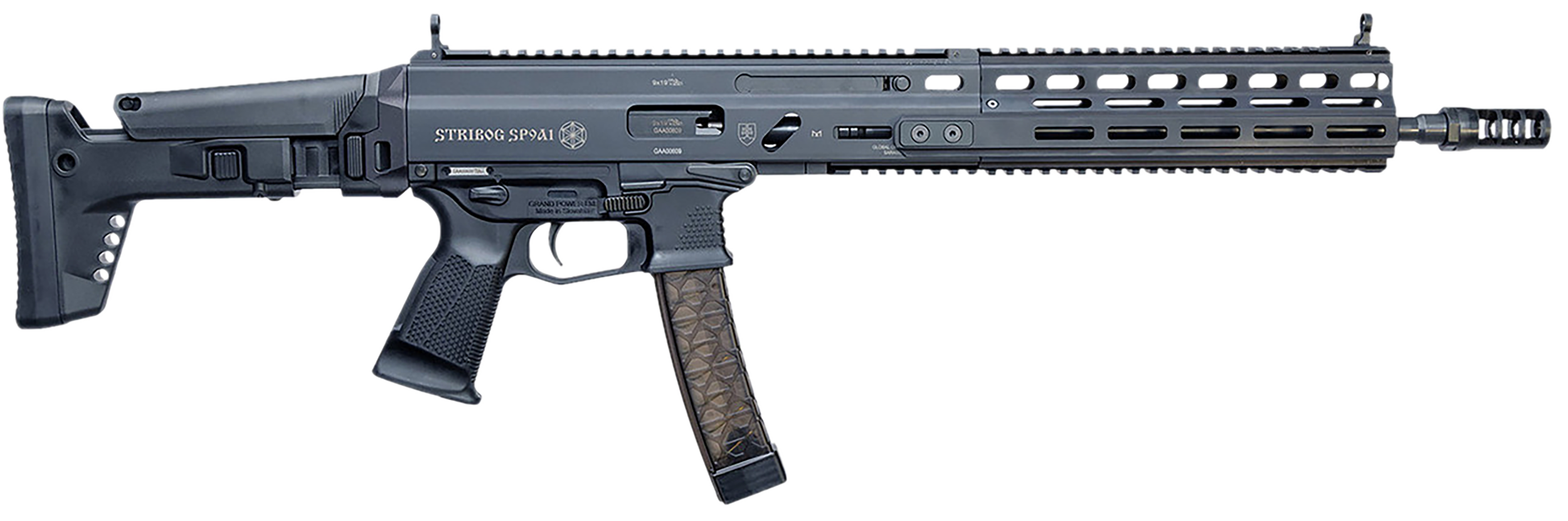 Global Ordnance Grand Power Stribog SP9A1 9mm Luger 16in 30 Rounds Black Polymer Grip