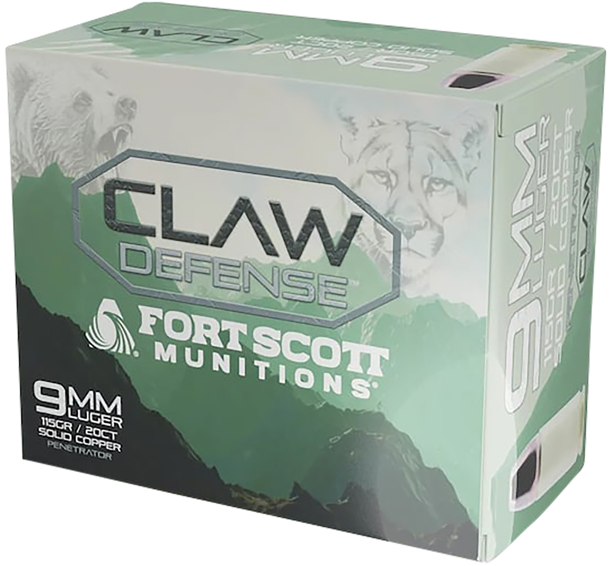 Fort Scott Munitions 9MM115SCVFNCD Claw Defense  9mm 115gr 20 Per Box/25 Case