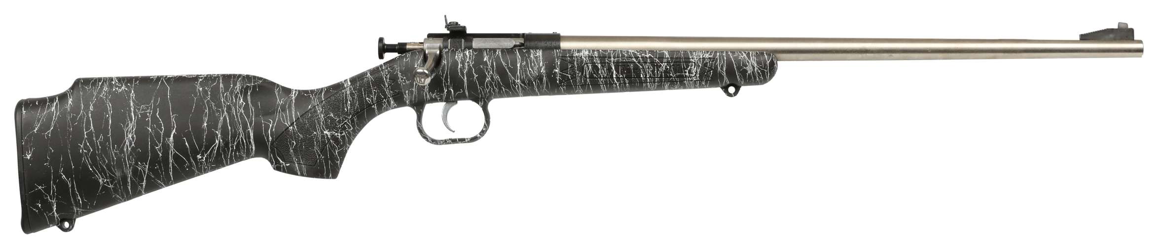 Crickett KSA2444 Gen2  Youth 22 LR 1rd 16.13" Stainless Single Shot Barrel, Stainless Steel Receiver, Black w/White Webbing Fixed Synthetic Stock