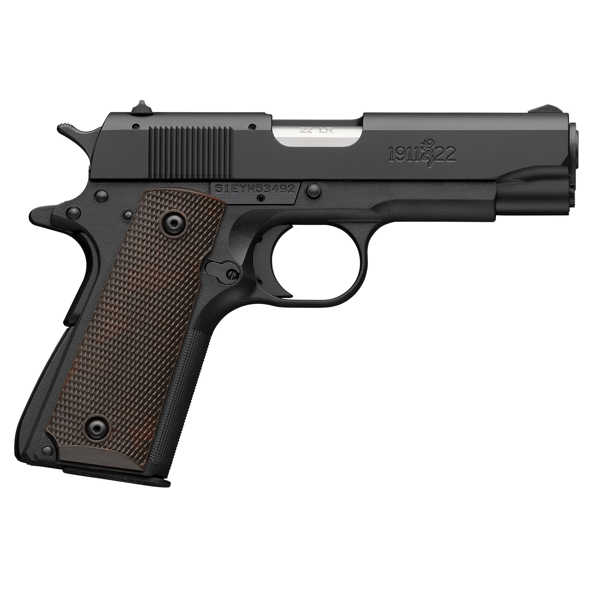 Browning 1911-22 A1 22 Long Rifle 3.63 in 10+1 Matte Finish Stainless Steel Matte Black Frame Brown Grip