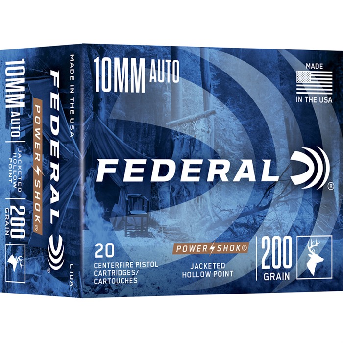Federal Power-Shok 10mm Jacketed Hollow Point 200 Grain 20 Rounds