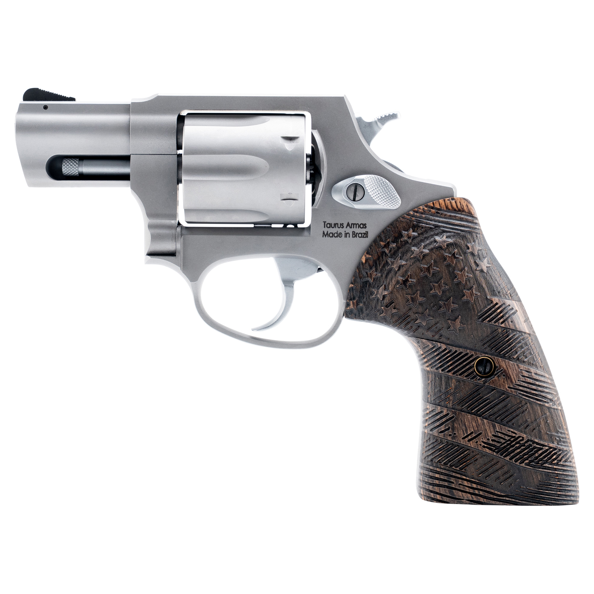 Taurus 856 38 Special 2 Inch 6 Shot Matte Stainless Steel Polished Cylinder Wood Grip