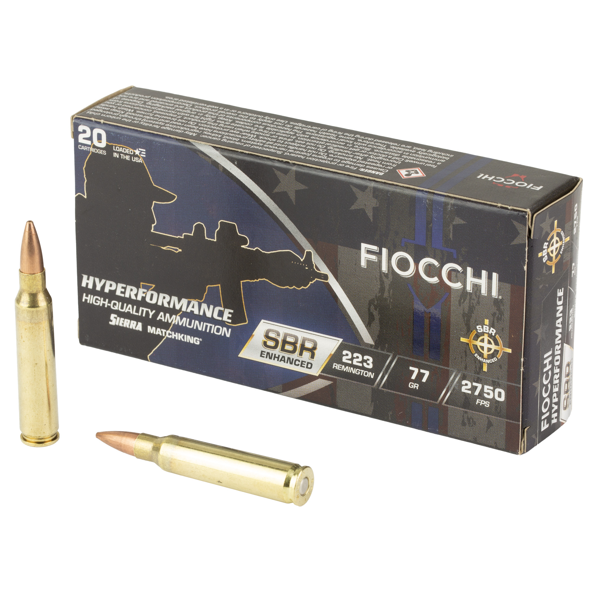 Fiocchi, Hyperformance, 223 Remington, Hollow Point Boat Tail, 77 Grain, 20 Rounds