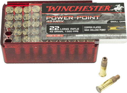 Winchester Power Point Max 22 Long Rifle Lead Hollow Point 42 Grain 50 Rounds