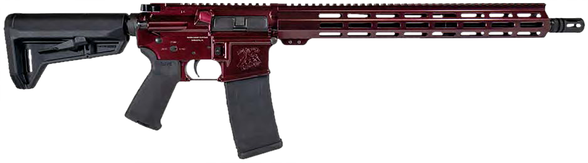 Shark Coast Tactical 300-040-1000-00 Blaze  5.56 NATO 30+1 16" Black Nitride Threaded Barrel, Red Blaze Cerakote Picatinny Rail Aluminum Receiver, Magpul SL-K Black Polymer Stock, Black Polymer Grip