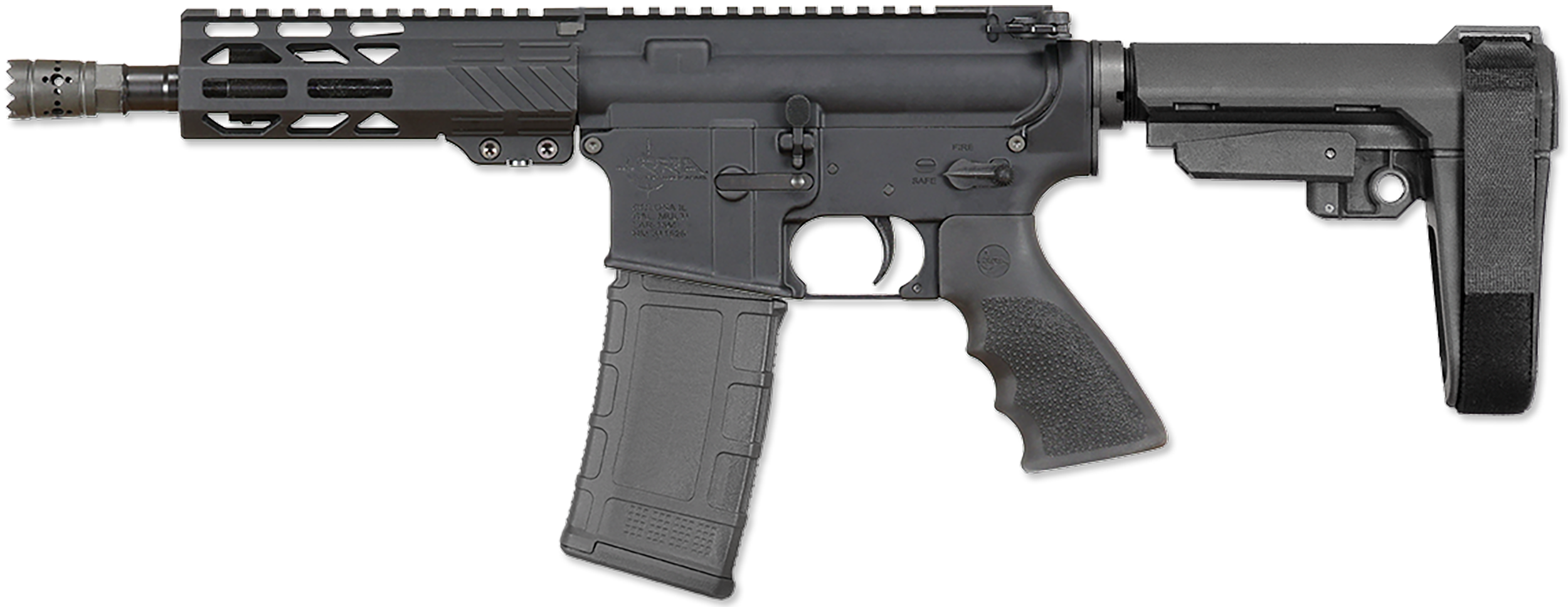Rock River Arms BLK2132 LAR-15M  300 AAC Blackout 30+1 8" Black M-LOK Handguard, Black Aluminum Picatinny Rail Receiver, Black Polymer SB Tactical SBA3 Brace, Black Hogue Rubber Grip