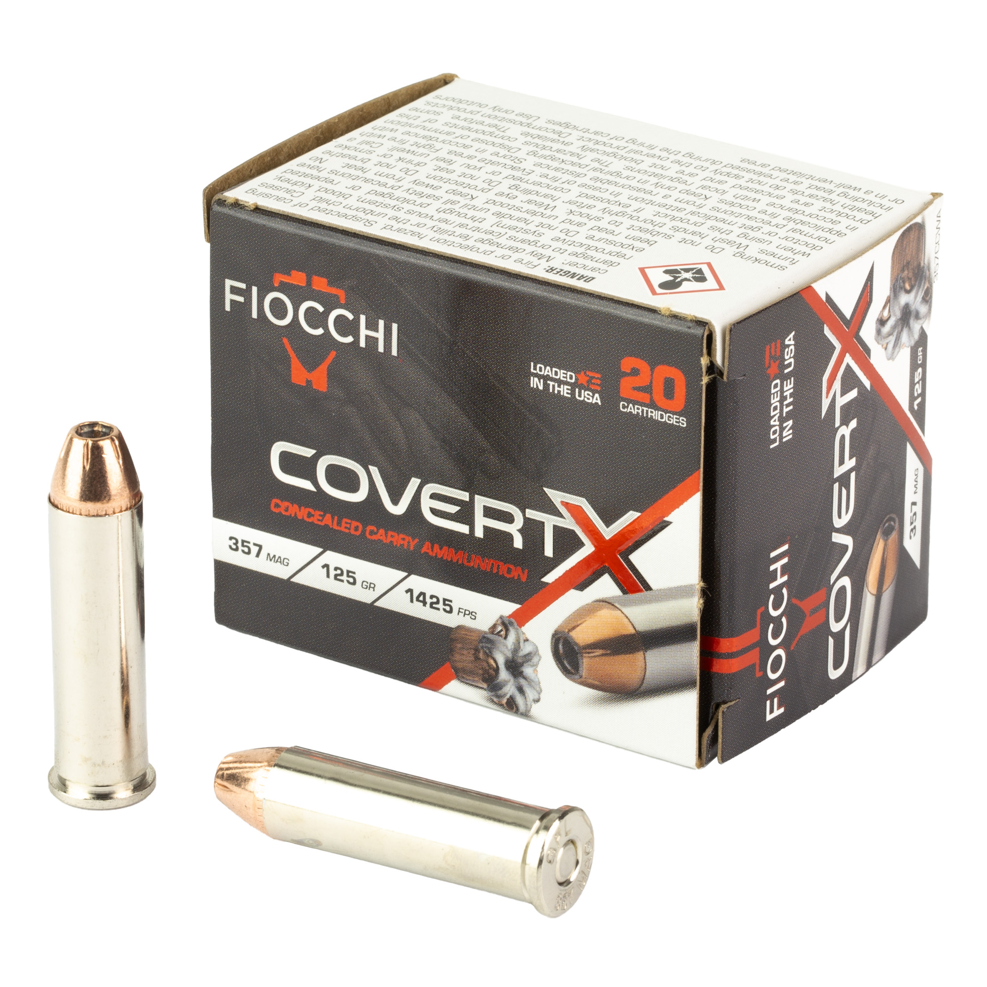 Fiocchi, Covert X, 357 Magnum, Jacketed Hollow Point, 125 Grain, 20 Rounds