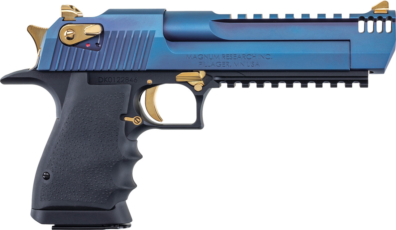 Magnum Research Desert Eagle L6 Pistol 50 AE 6 in. BLK Alum/Carbo Blue Slide/GLD 7 rd.