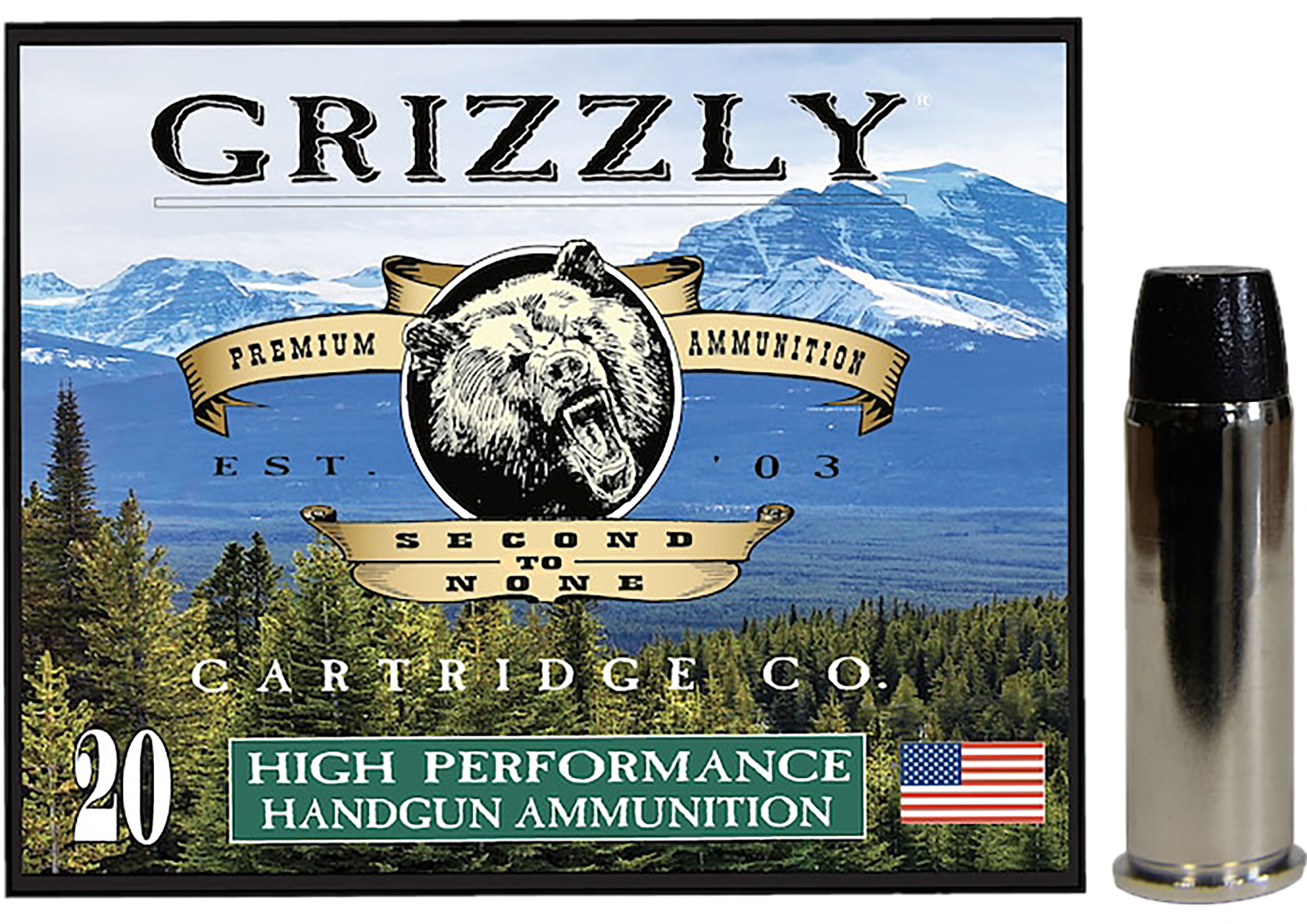 Grizzly Ammo GC44M9   44Mag 260gr Wide Flat Nose Gas Check 20 Per Box/10 Case