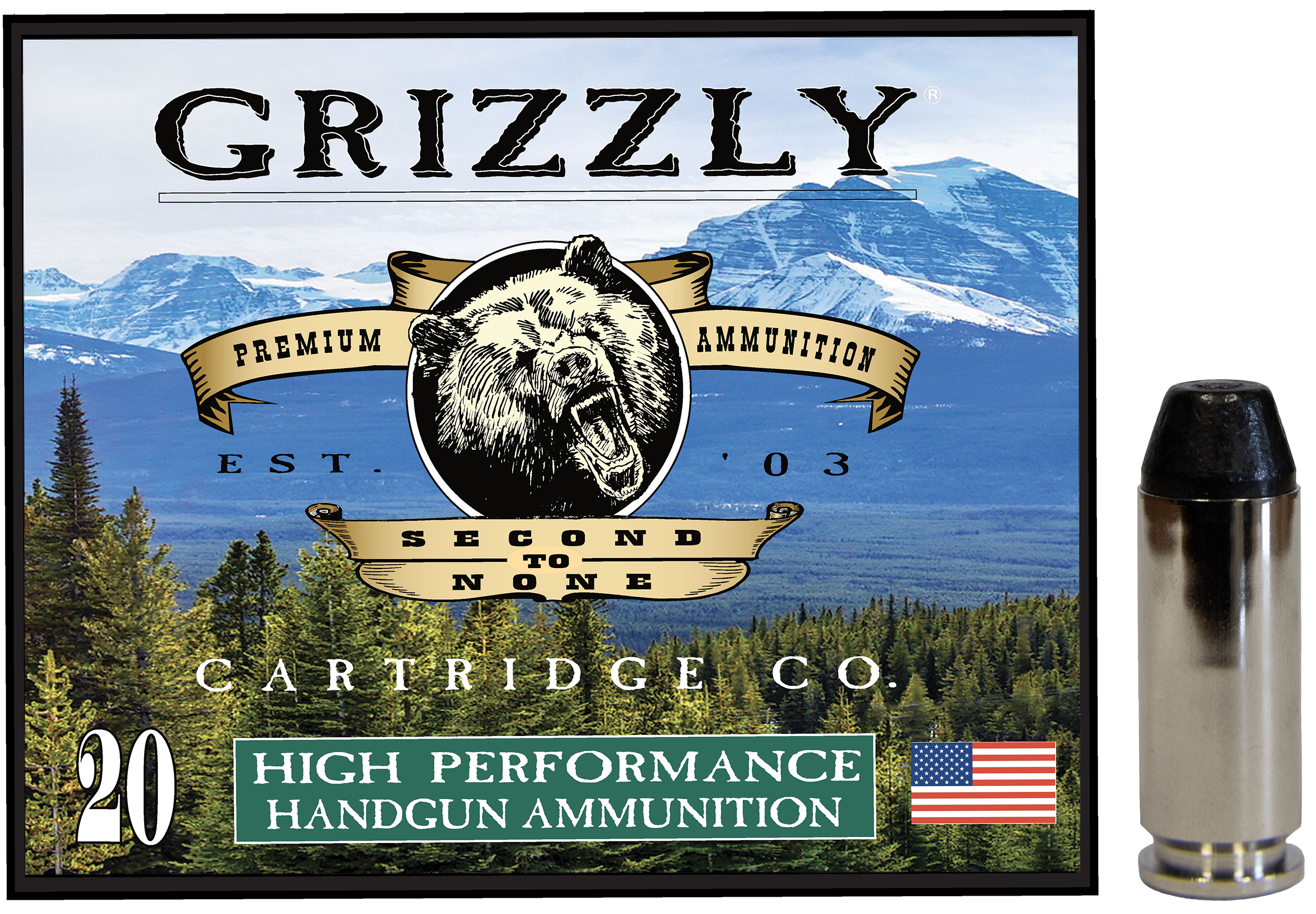Grizzly Ammo GC10M10   10mmAuto 220gr Full Metal Jacket Flat Point 20 Per Box/10 Case