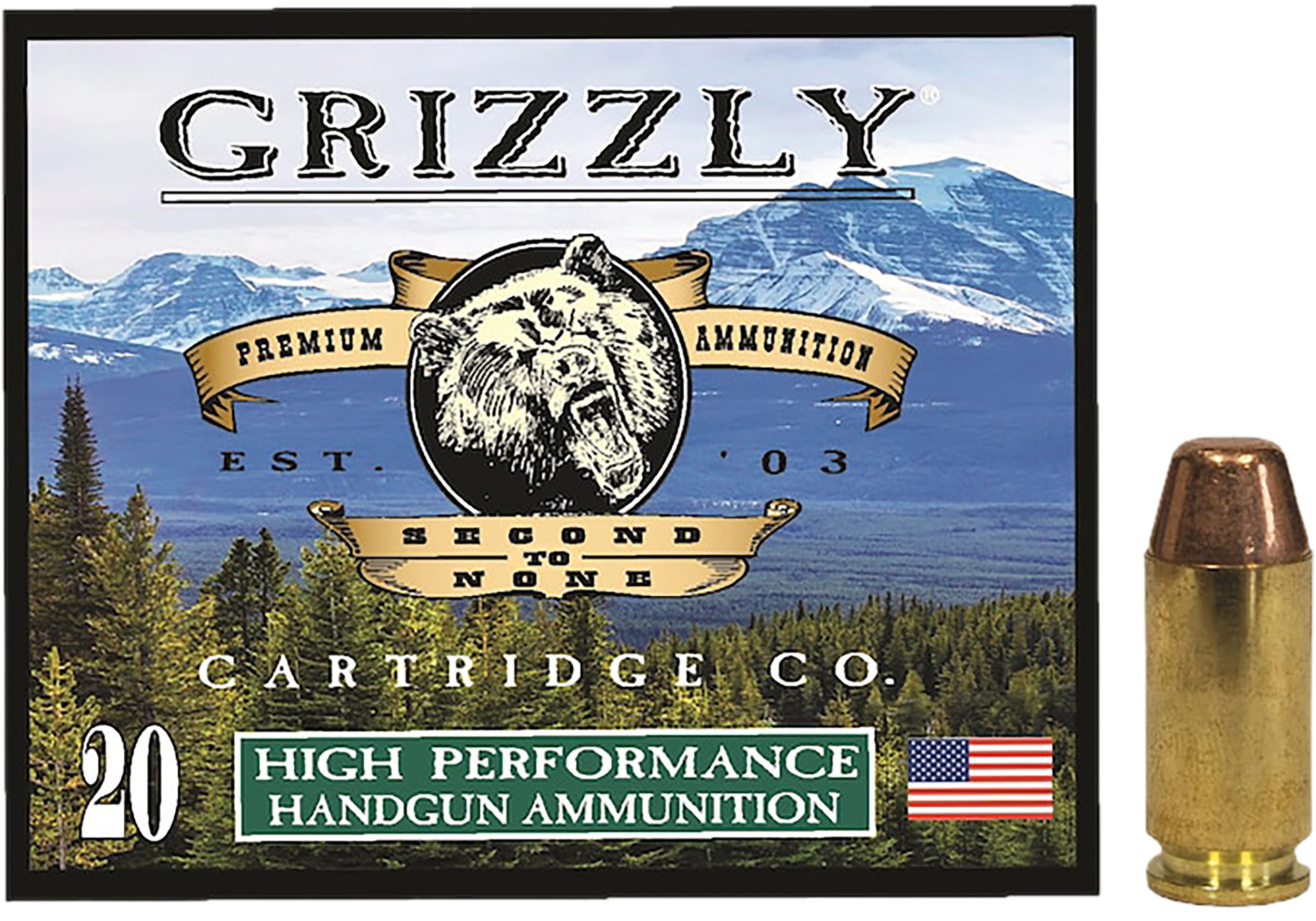 Grizzly Ammo GC40SW5   40S&W 200gr Full Metal Jacket Flat Point 20 Per Box/10 Case