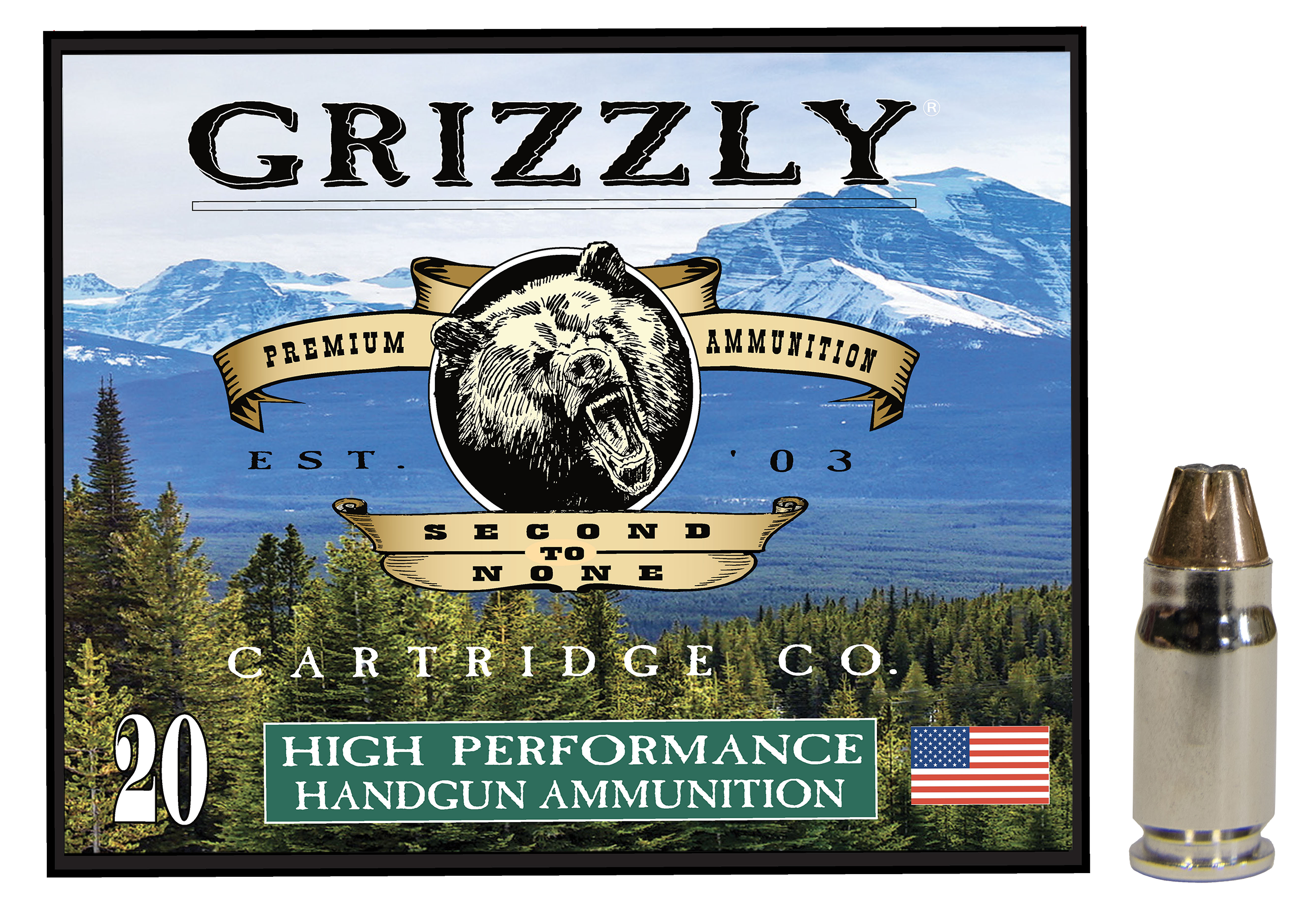 Grizzly Ammo GC357S2   357Sig 90gr Jacketed Hollow Point 20 Per Box/10 Case