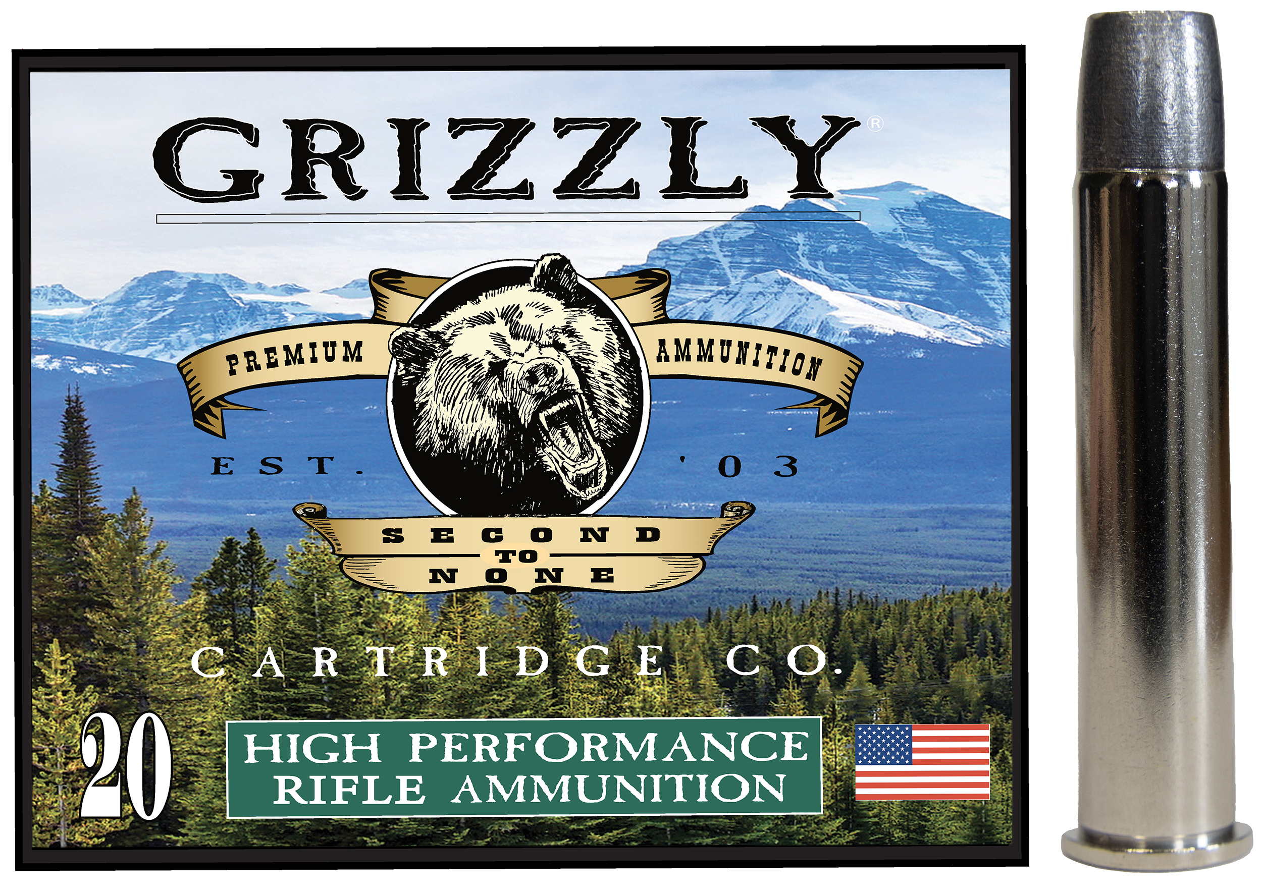 Grizzly Ammo GC45/70+P5   45-70Gov+P 405gr Wide Long Nose Gas Check 20 Per Box/10 Case