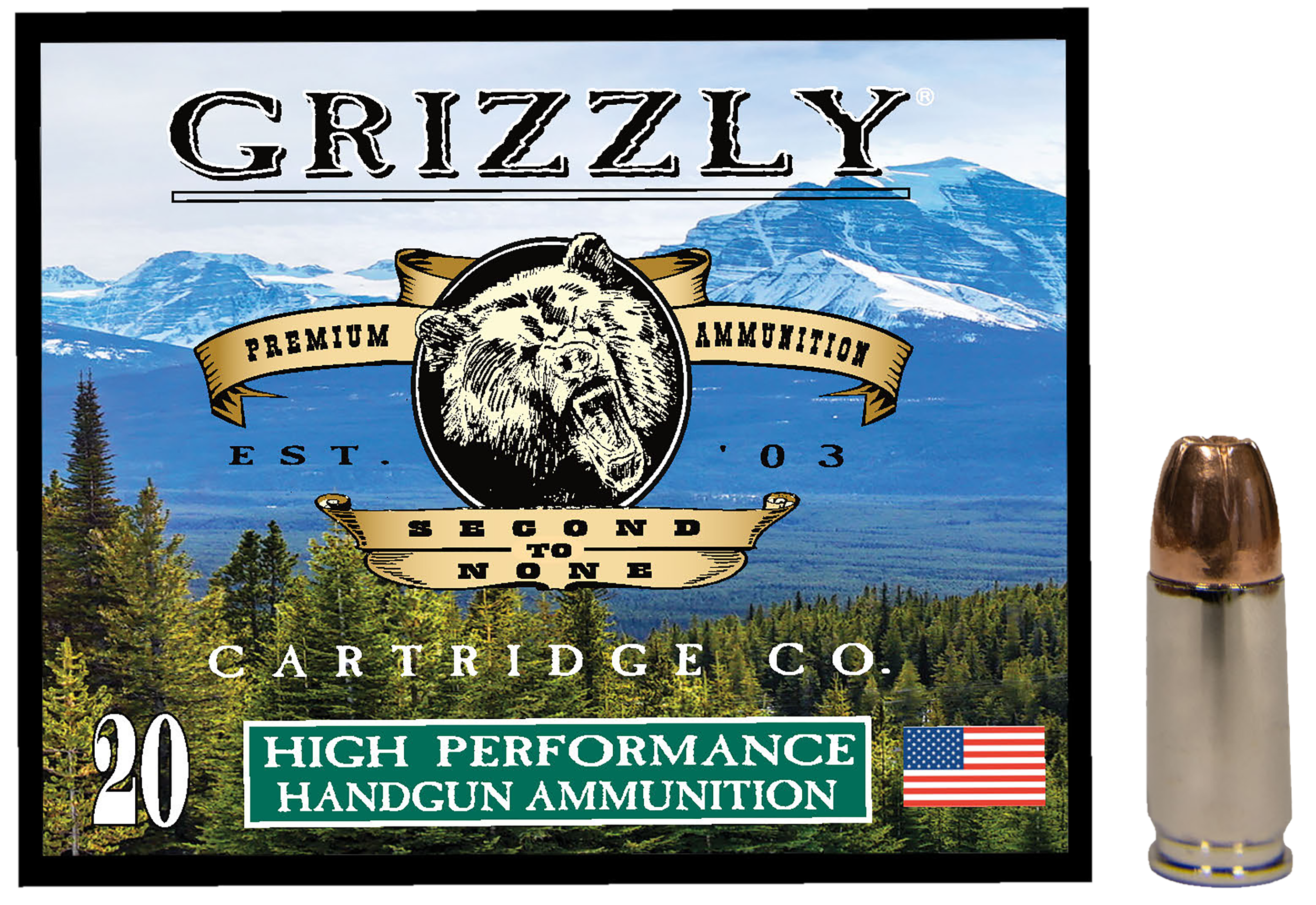 Grizzly Ammo GC9MM2   9mm 124gr Jacketed Hollow Point 20 Per Box/10 Case