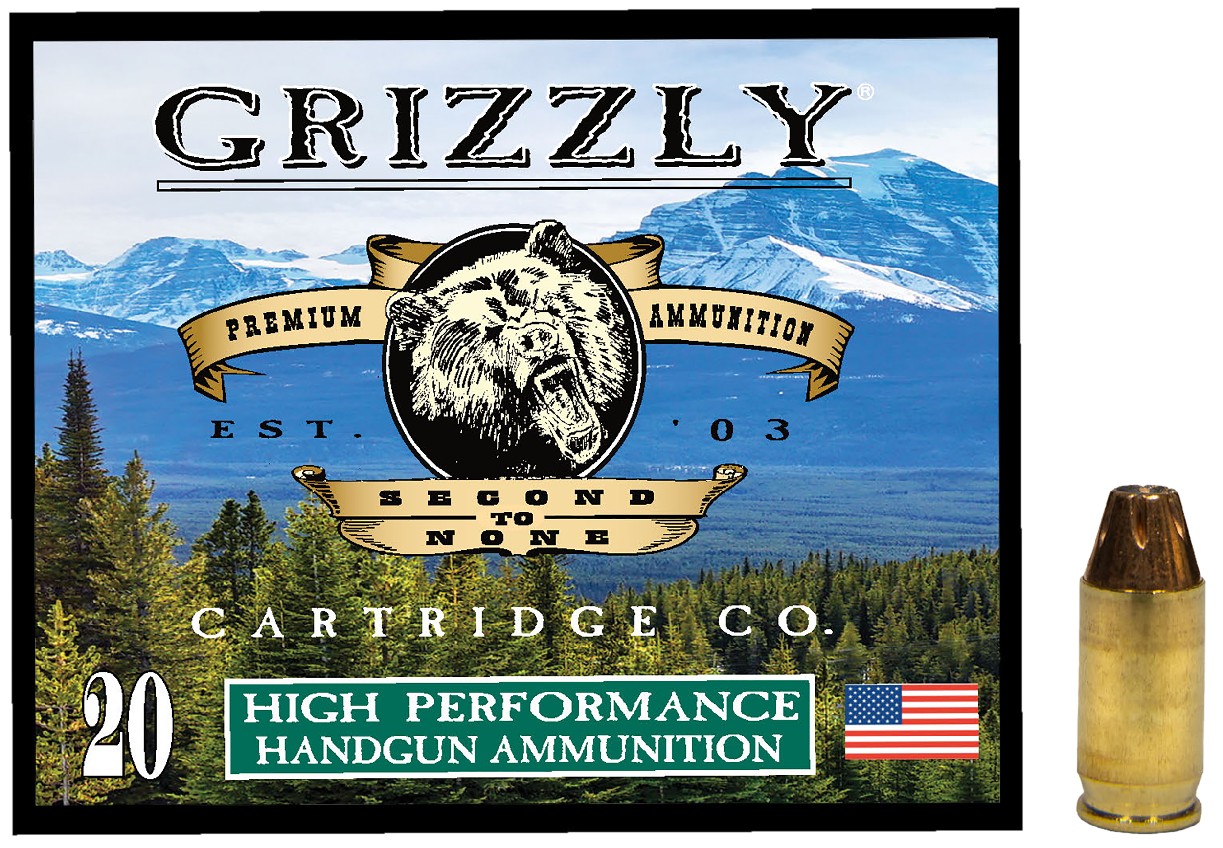 Grizzly Ammo GC380A2   380ACP 90gr Jacketed Hollow Point 20 Per Box/10 Case