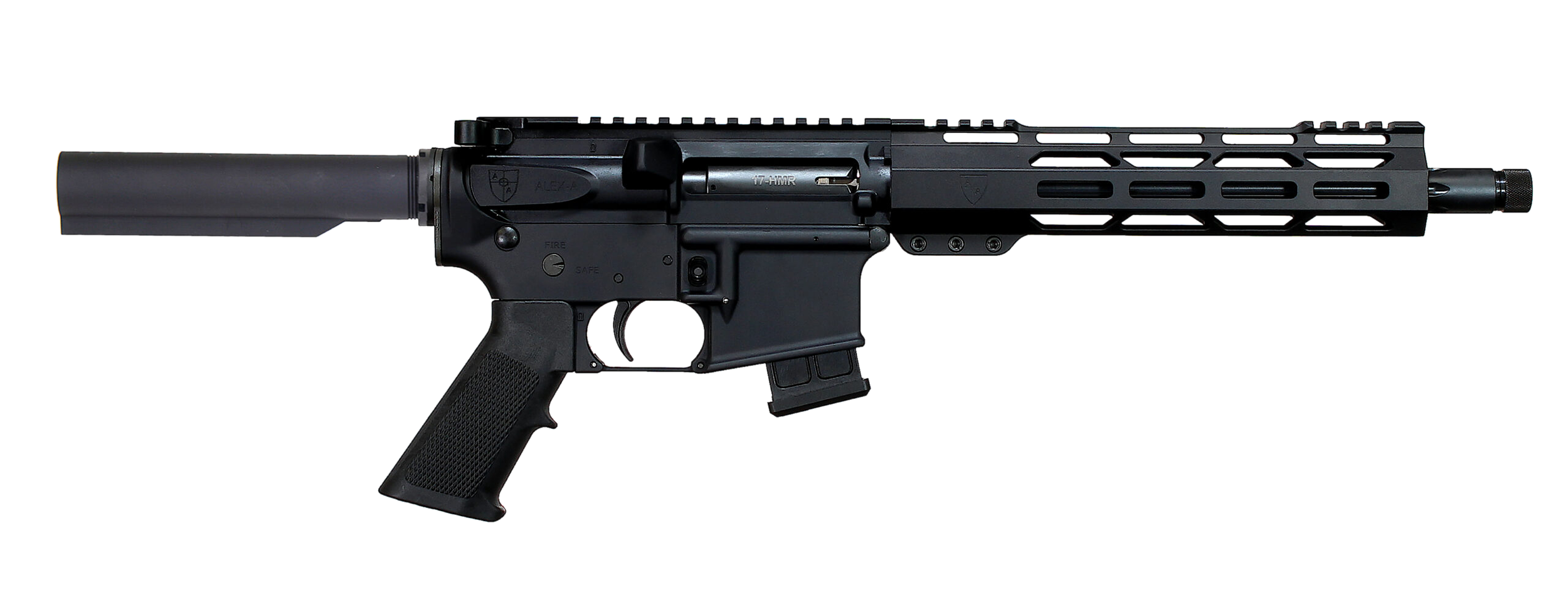 Alexander Arms PHI17NB Highlander  17 HMR 10+1 11" Black Fluted Threaded Barrel, Black Anodized Picatinny Rail Receiver, Black A2 Grip