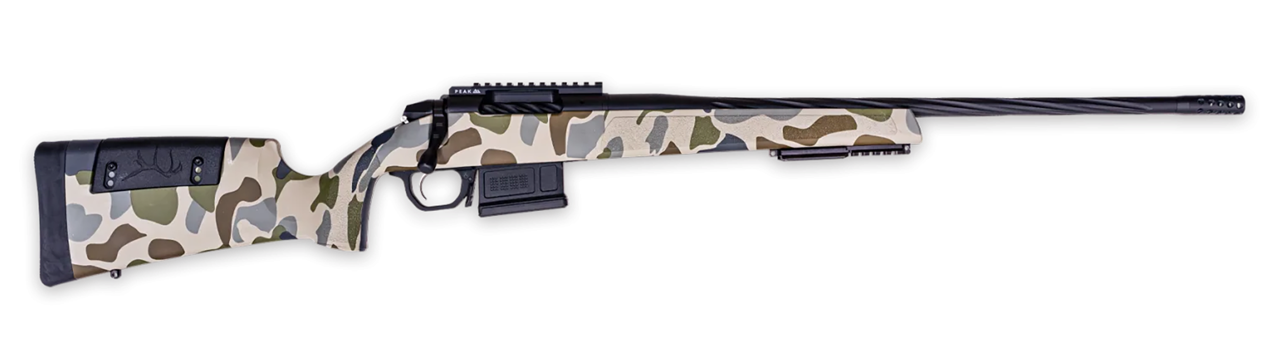 Weatherby Model 307 25 Creedmoor 22 Fluted Barrel Cerakote Hydrodipped Hush Tundra Camo