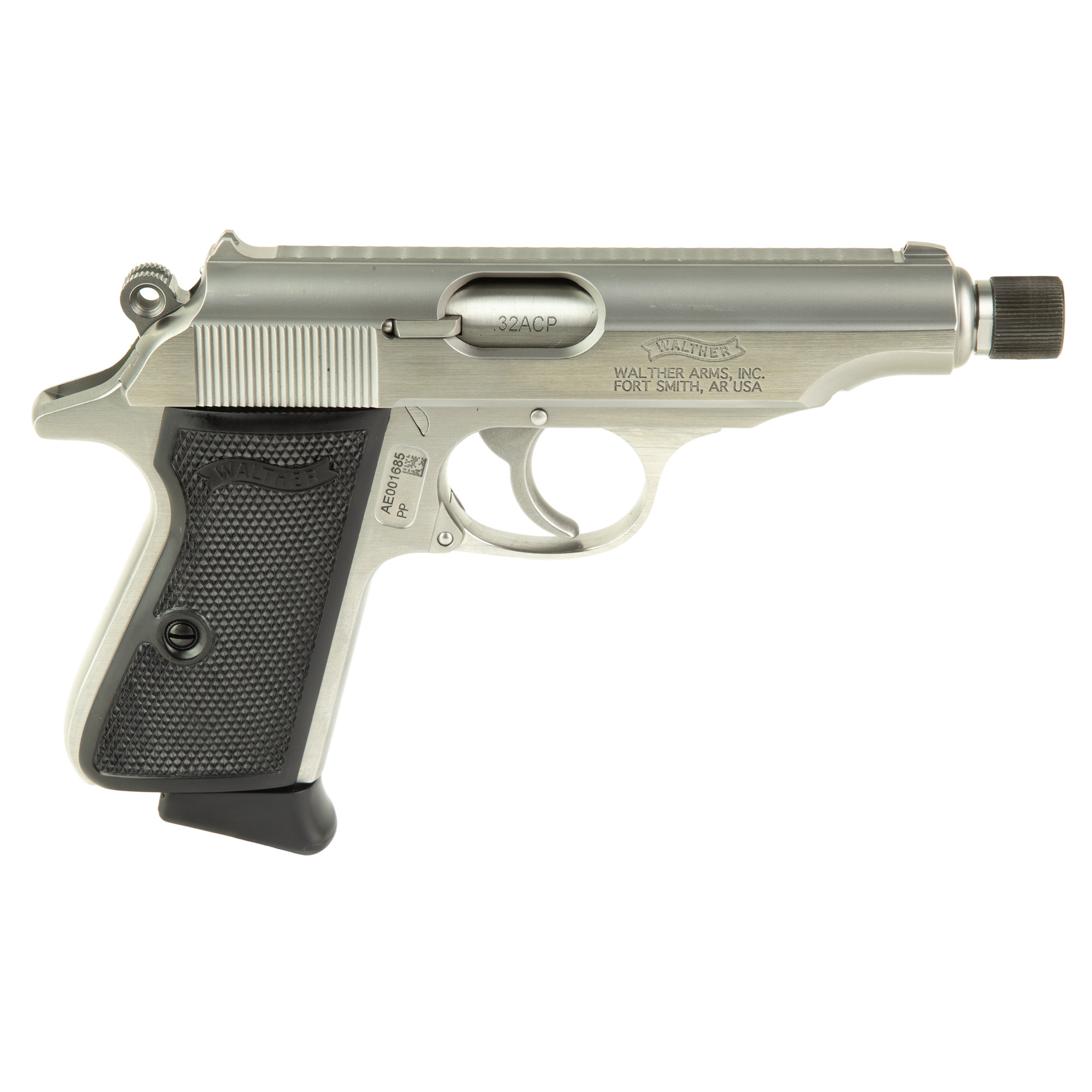 Walther PP SD Pistol 32 ACP 3.9" Stainless Threaded Barrel 8 rd.