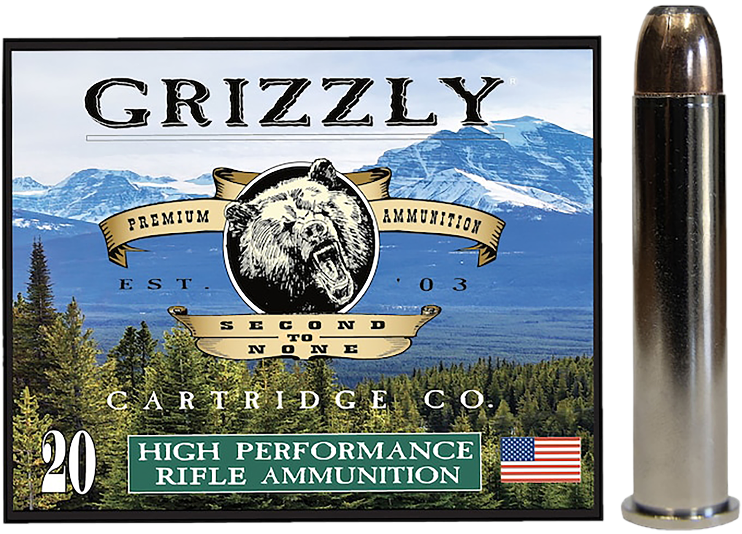 Grizzly Ammo GC45/70+P3 45-70Gov+P 350gr Bonded Flat Point 20 Per Box/10 Case