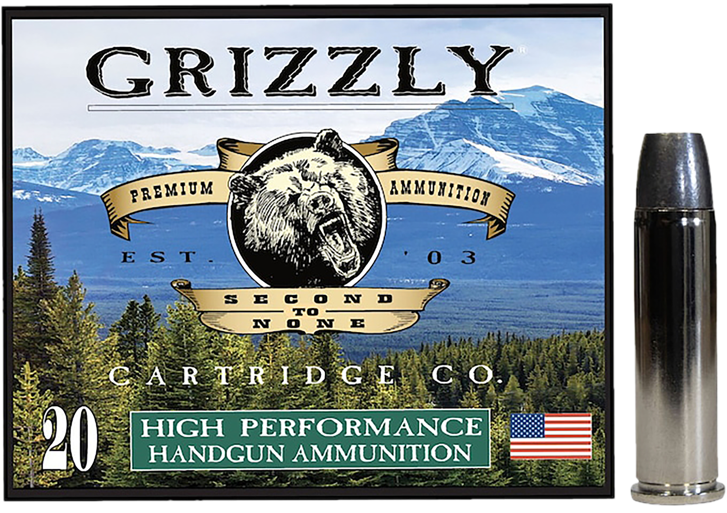 Grizzly Ammo GC357M14   357Mag 200gr Wide Long Nose Gas Check 20 Per Box/10 Case