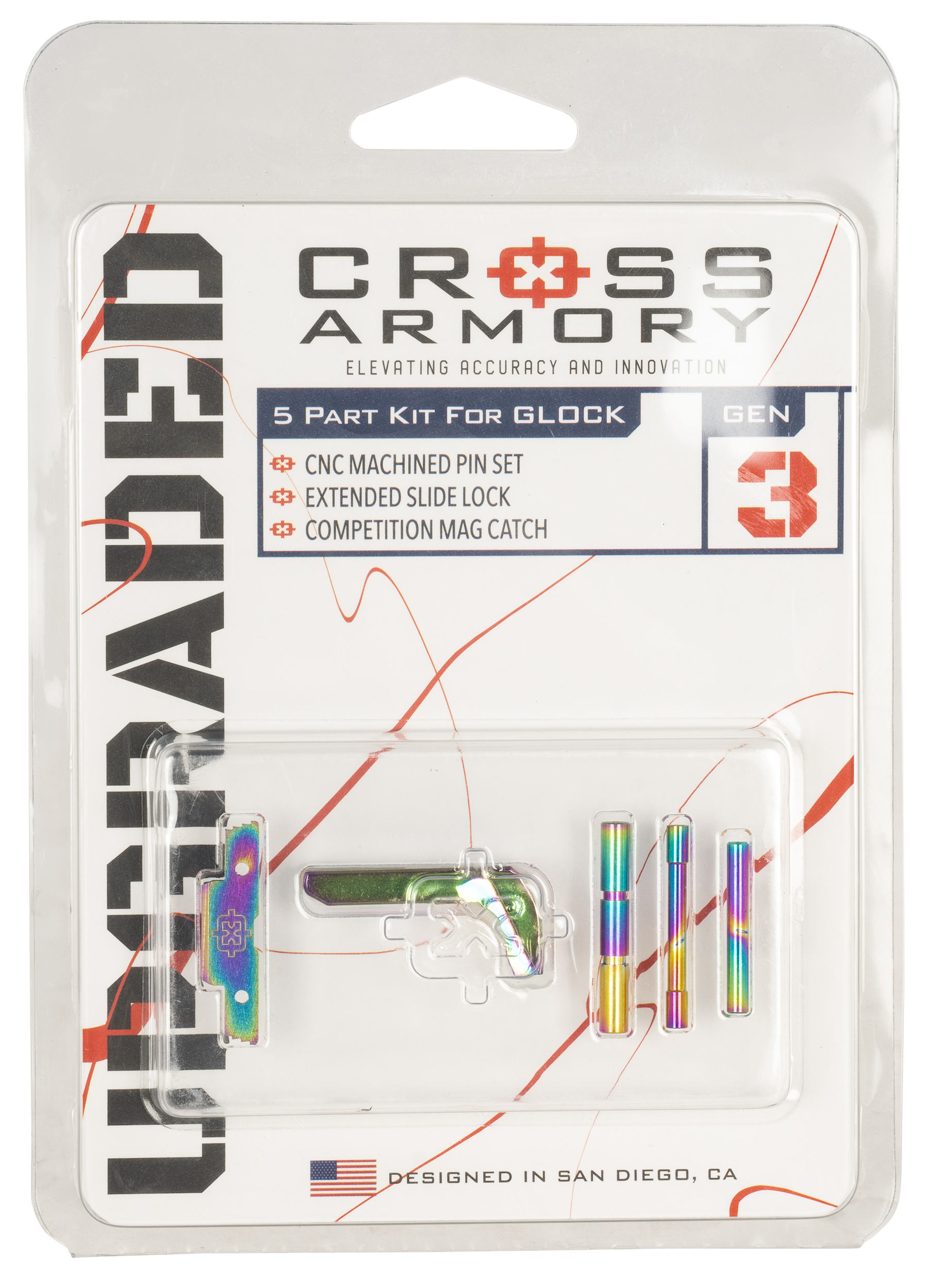 Cross Armory 3 Piece Upgrade Kit P80 Gen1-3 Rainbow Dimpled Pins Slide Lock