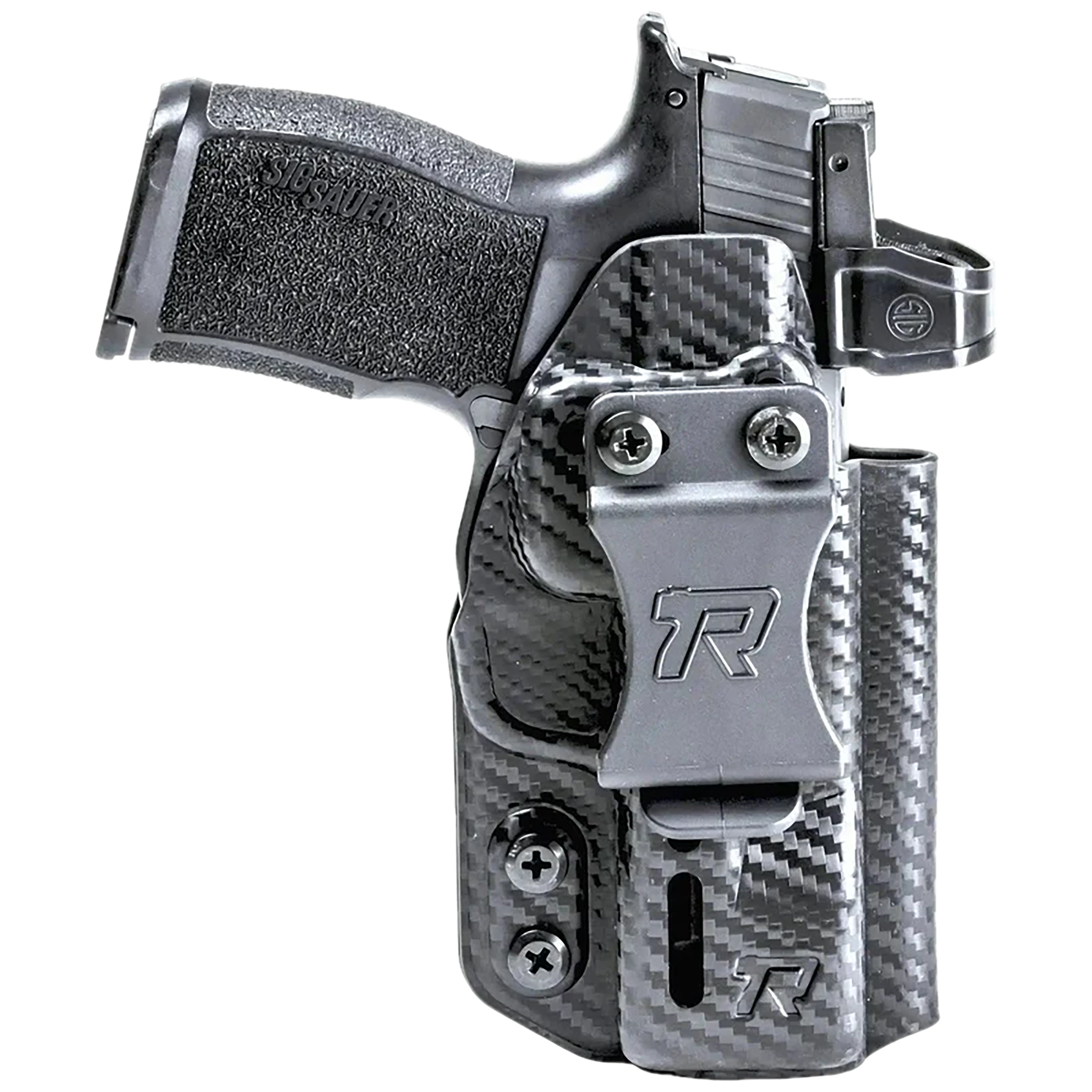 Rounded Gear RGDRUIDSIGP365CFAMBI Druid  IWB/OWB Black Carbon Fiber Kydex Fits Sig P365 Ambidextrous