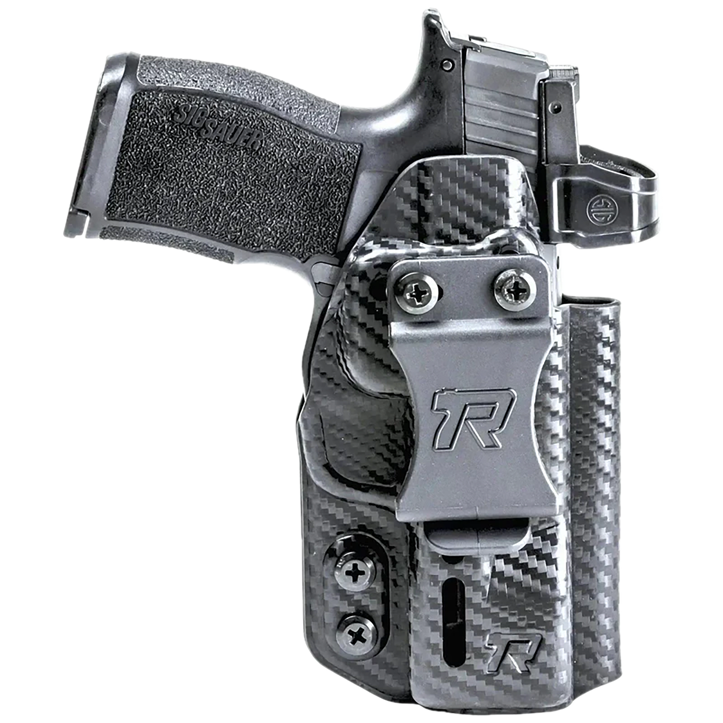Rounded Gear RGDRUIDSIGXMACROCFAM Druid  IWB/OWB Black Carbon Fiber Kydex Fits Sig P365 X Macro Ambidextrous