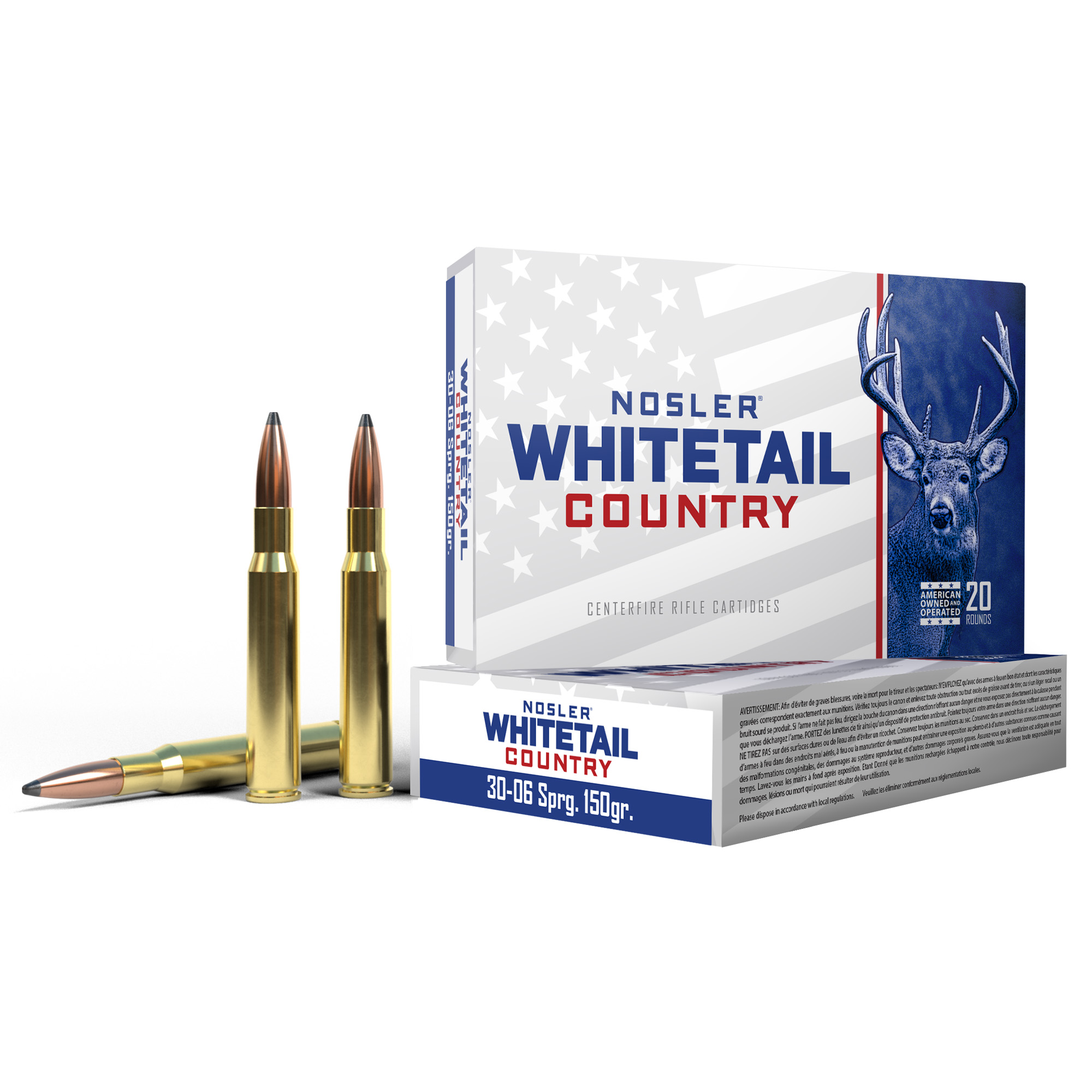 Nosler Whitetail 30-06 Springfield Solid Base Soft Point 150 Grain 20 Rounds