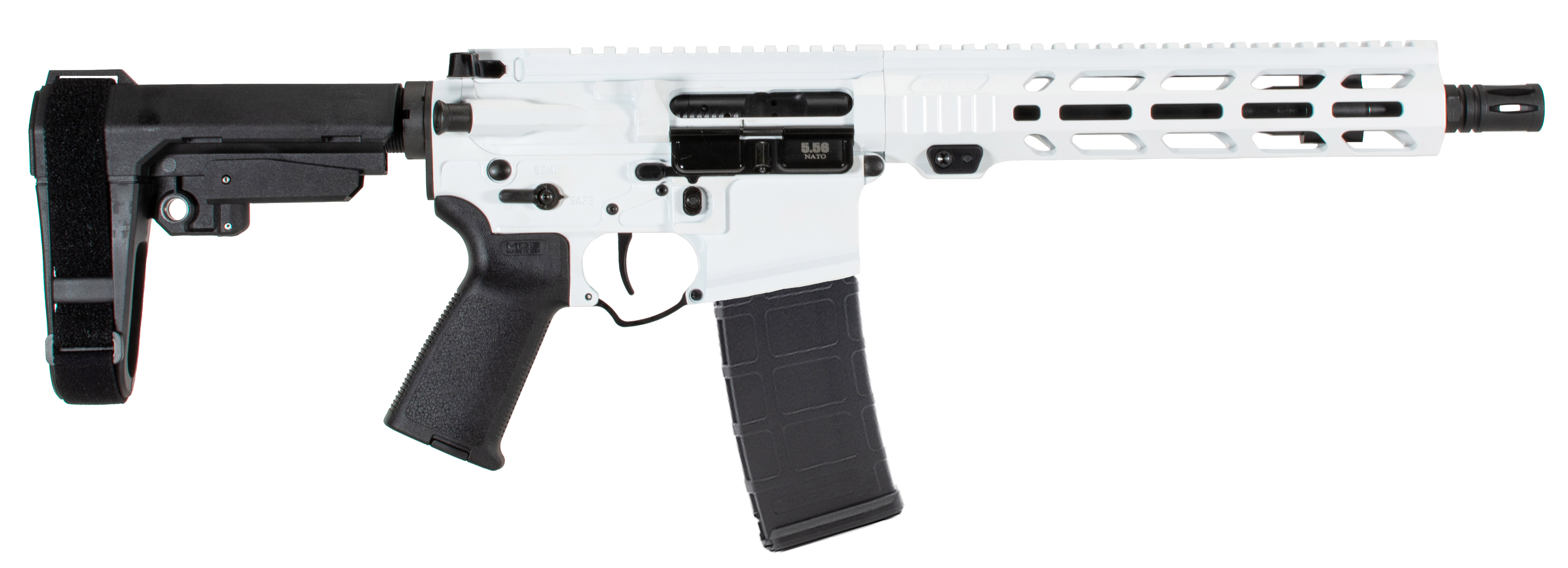Alex Pro Firearms Apf 5.56 Pistol 2.0 5.56 NATO 10.5in Storm Trooper White Cerakote
