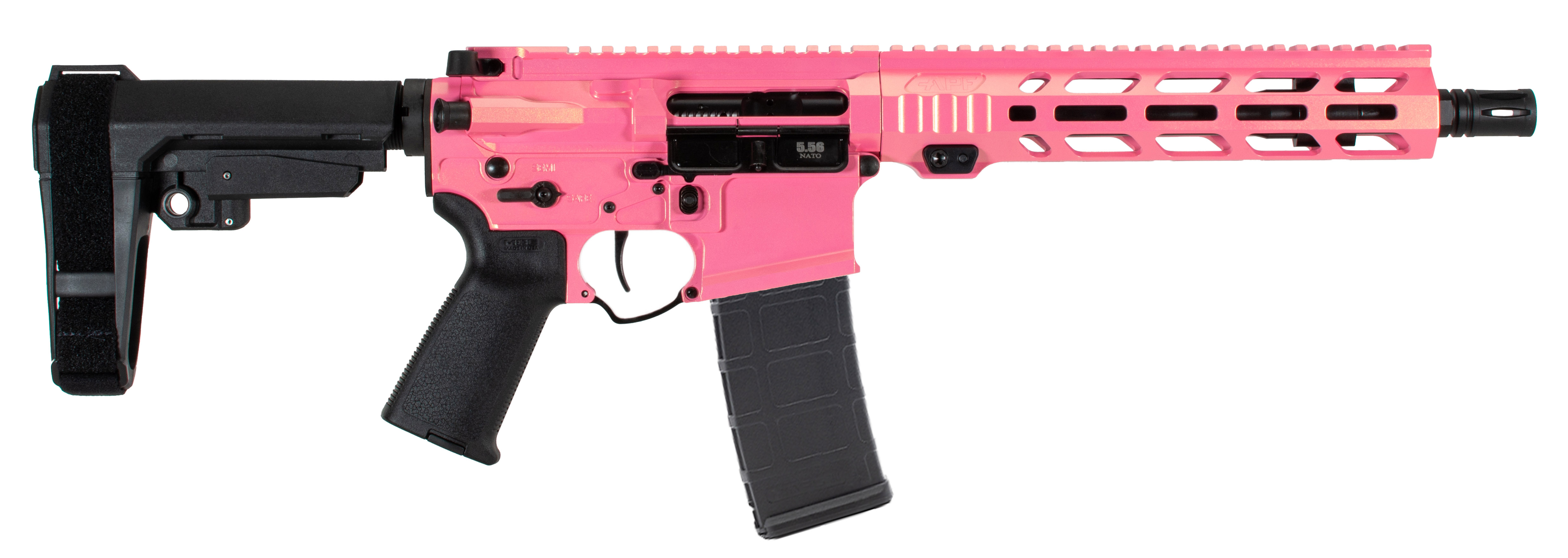 Alex Pro Firearms Apf 5.56 Pistol 2.0 5.56 NATO 10.5 in Pinkasaurus Rex Cerakote
