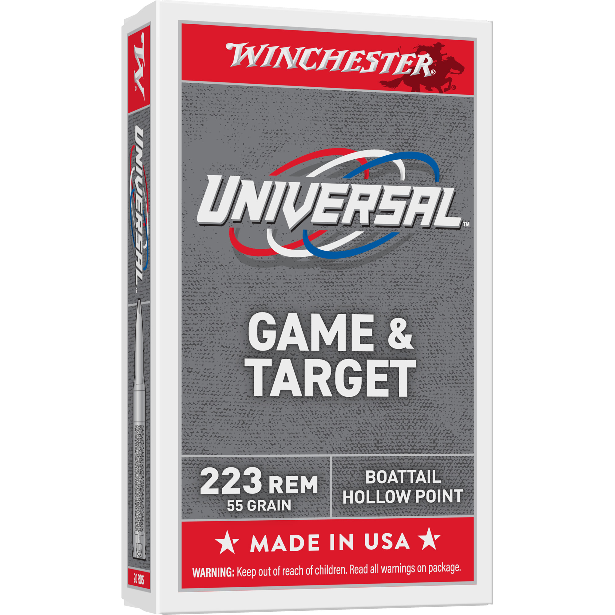Winchester, White Box, 223 Remington, Hollow Point, 55 Grain, 20 Rounds