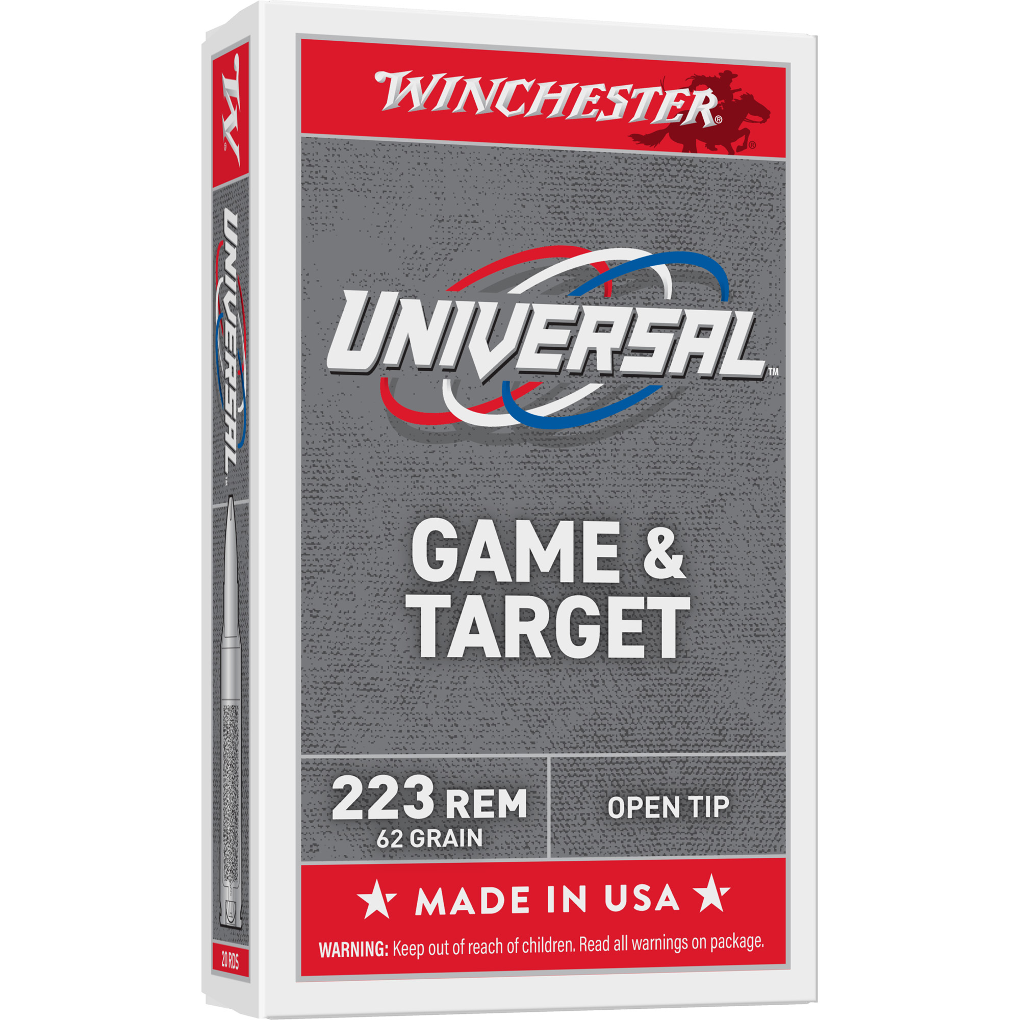 Winchester, White Box, 223 Remington, Hollow Point, 62 Grain, 20 Rounds