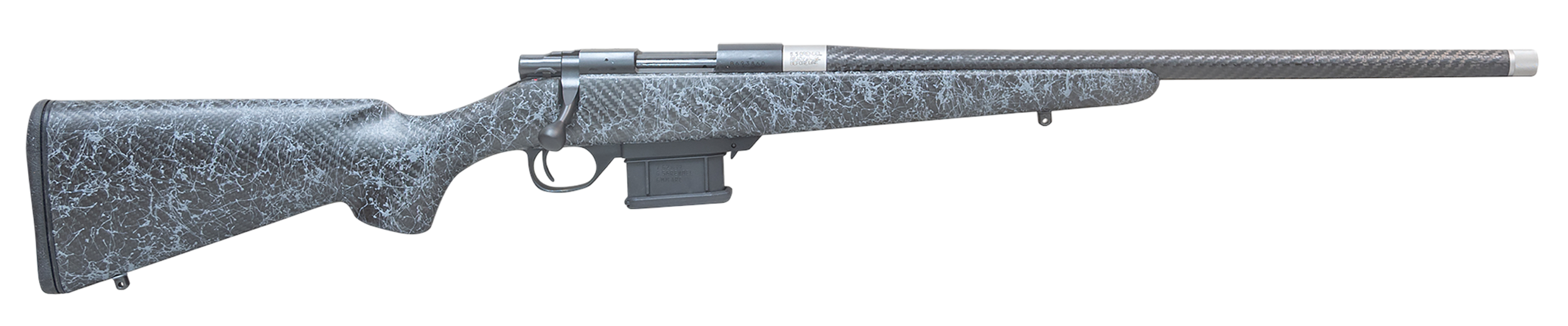 Howa HCE6ARCGW 1500 Carbon Elevate 6mm ARC 5+1 20" Wrapped Carbon Fiber Threaded Barrel, Blued Drilled & Tapped Steel Receiver, Fixed Stocky's Black w/Gray Webbing Carbon Fiber Stock,