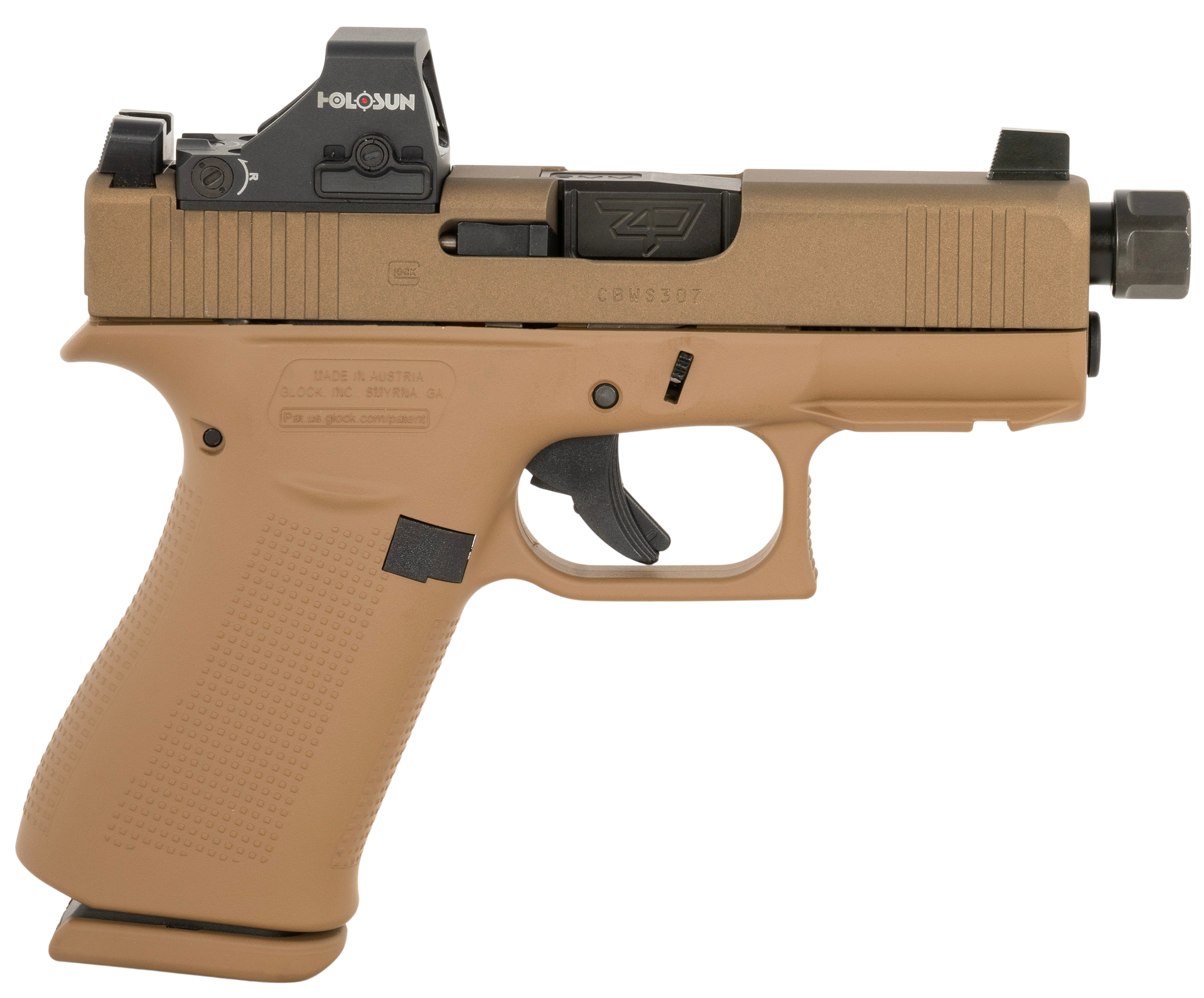 Glock G43X MOS 9mm Luger 3.41in 10+1 Flat Dark Earth Cerakote