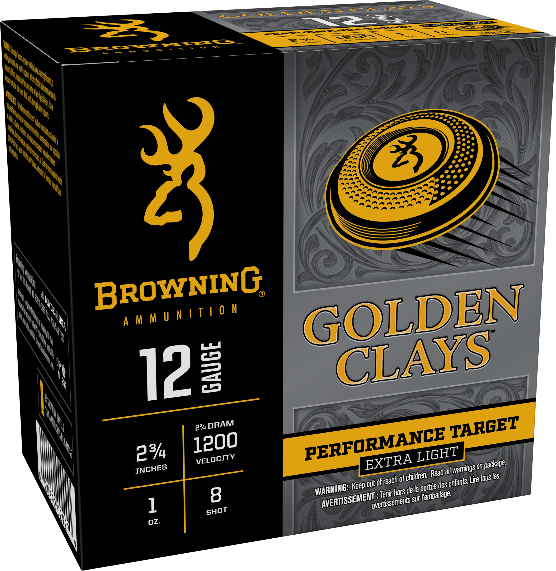 Browning Golden Clays, 12 Gauge, Shot, 1 oz, 25 Rounds