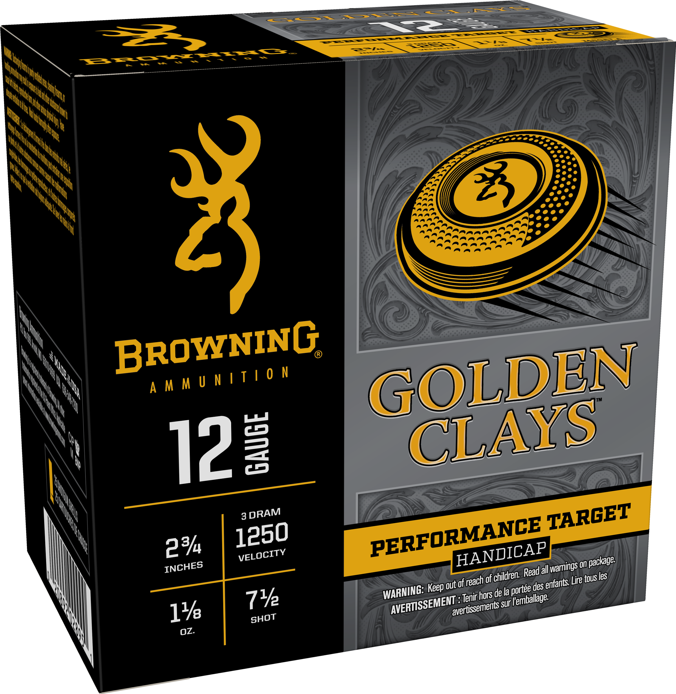 Browning Golden Clays Performance Target 12 Gauge Shot 1 1/8 oz 7.5 25 Rounds