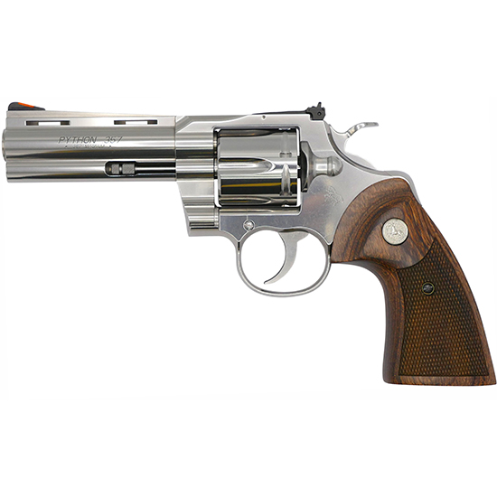 Colt Python 357 Magnum 4.25 in 6 Rounds Stainless Semi-Bright Walnut Grips