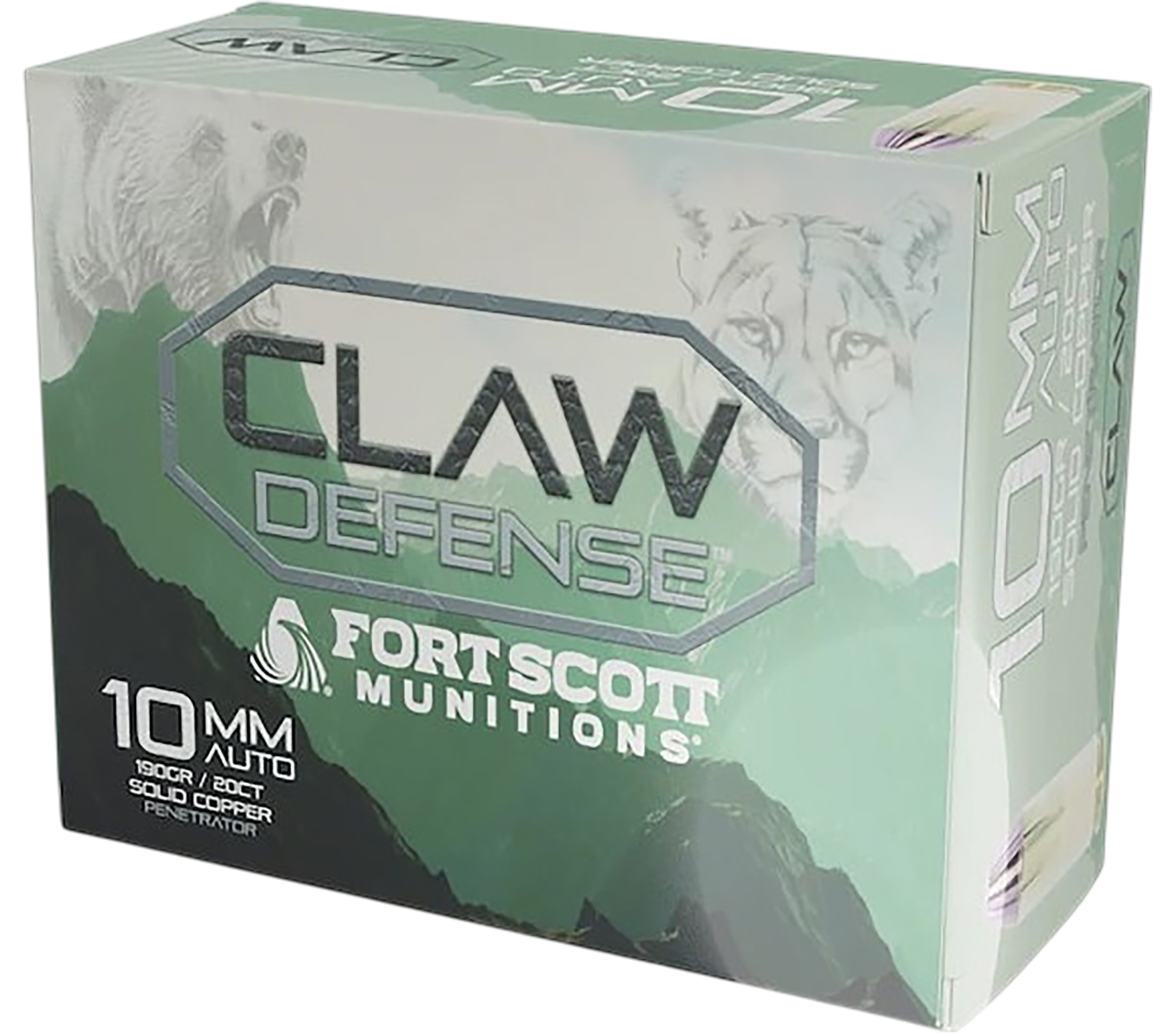 Fort Scott Munitions 10MM-190-SCV2 Claw Defense  10mm 190gr Solid Copper Spun 20 Per Box/25 Case