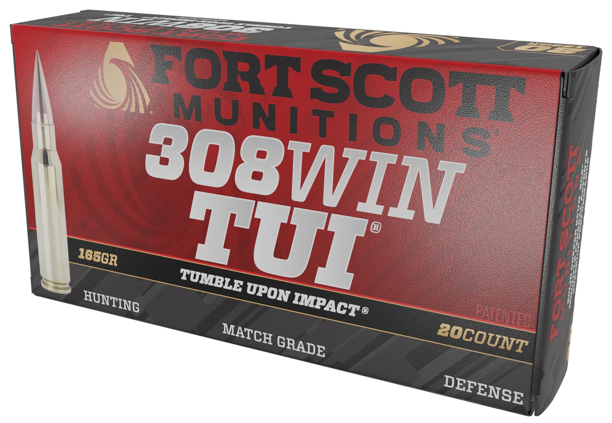 Fort Scott Munitions 308-165-SCV22 Tumble Upon Impact (TUI) 308Win 165gr Solid Copper Spun 20 Per Box/10 Case