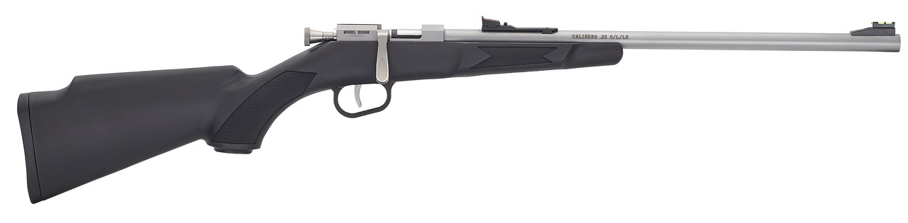 Henry H005R Mini Bolt  Youth 22 S/L/LR 1rd 16.25" Matte Stainless Steel Barrel, Matte Drilled & Tapped Stainless Steel Receiver, Black Fixed w/Pistol Grip Synthetic Stock, Right Hand