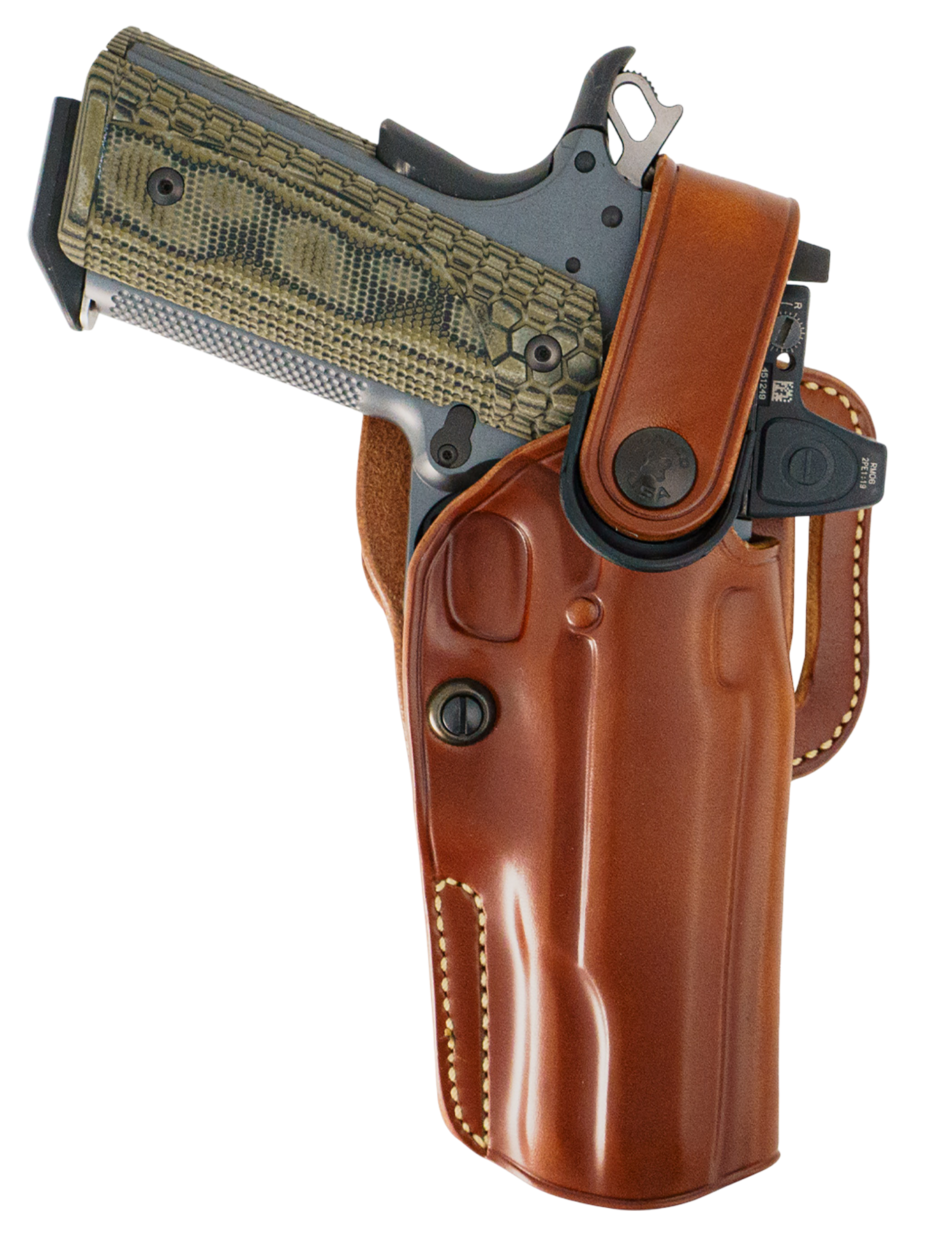 Galco APO224R APO Strongside/Crossdraw OWB Tan Steerhide Fits Glock 17 Gen1-5 Belt Holster Mount Right Hand
