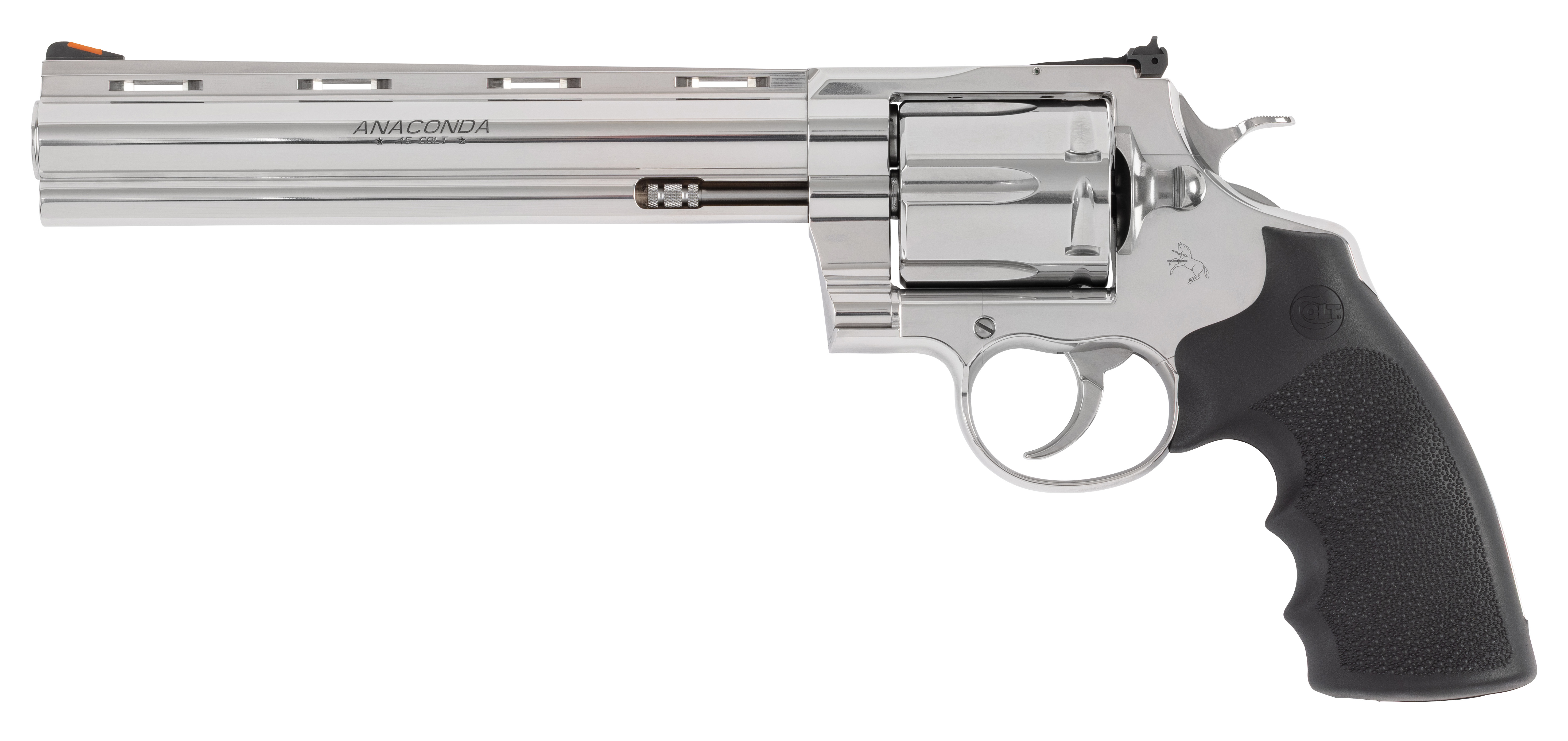 Colt Anaconda 45 Colt 8in Barrel 6 Rounds Semi-Polish Stainless Hogue Grips