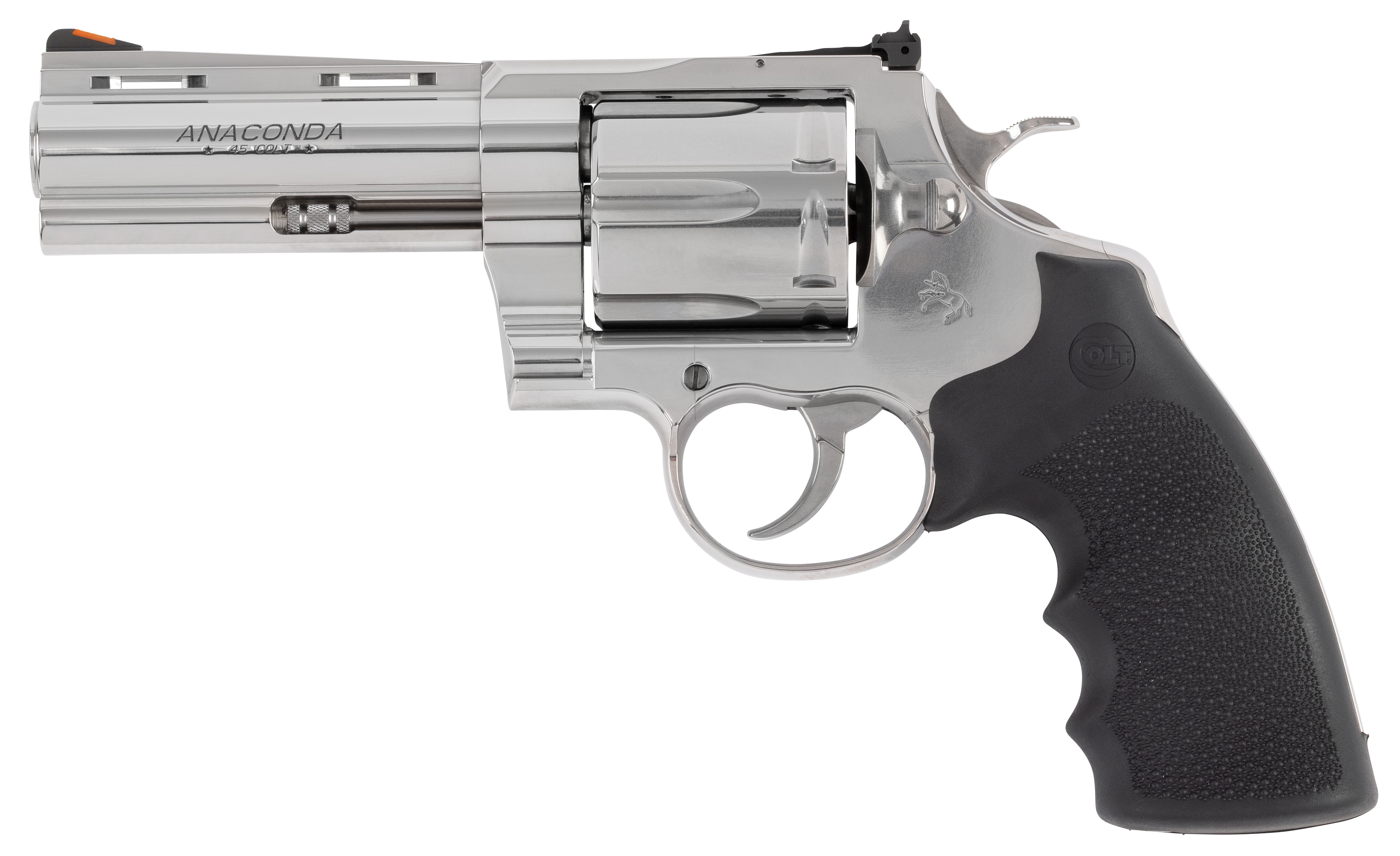 Colt Anaconda 45 Colt 4.25 in Stainless 6 Round Hogue Grips
