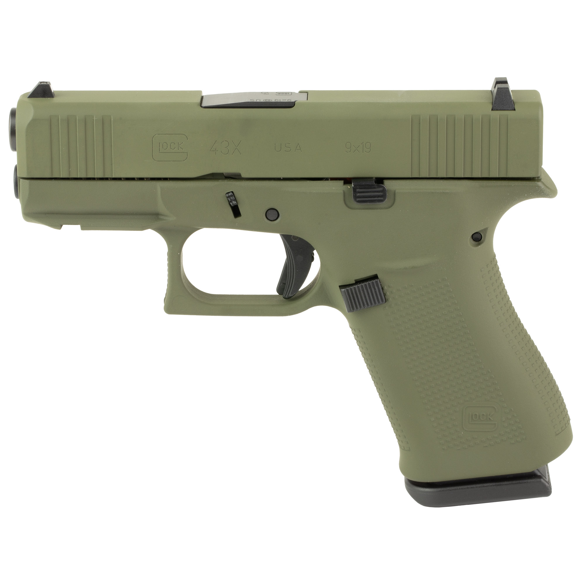 Glock G43X 9mm Luger 3.41 Barrel 10 Round OD Green Frt Rail