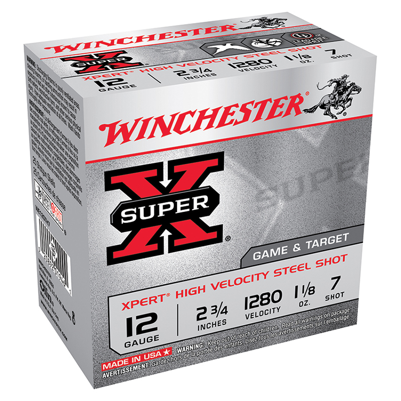 Winchester SuperX 12 Gauge Steel Shot 1-1/8 oz High Velocity Number Seven 25 Rounds