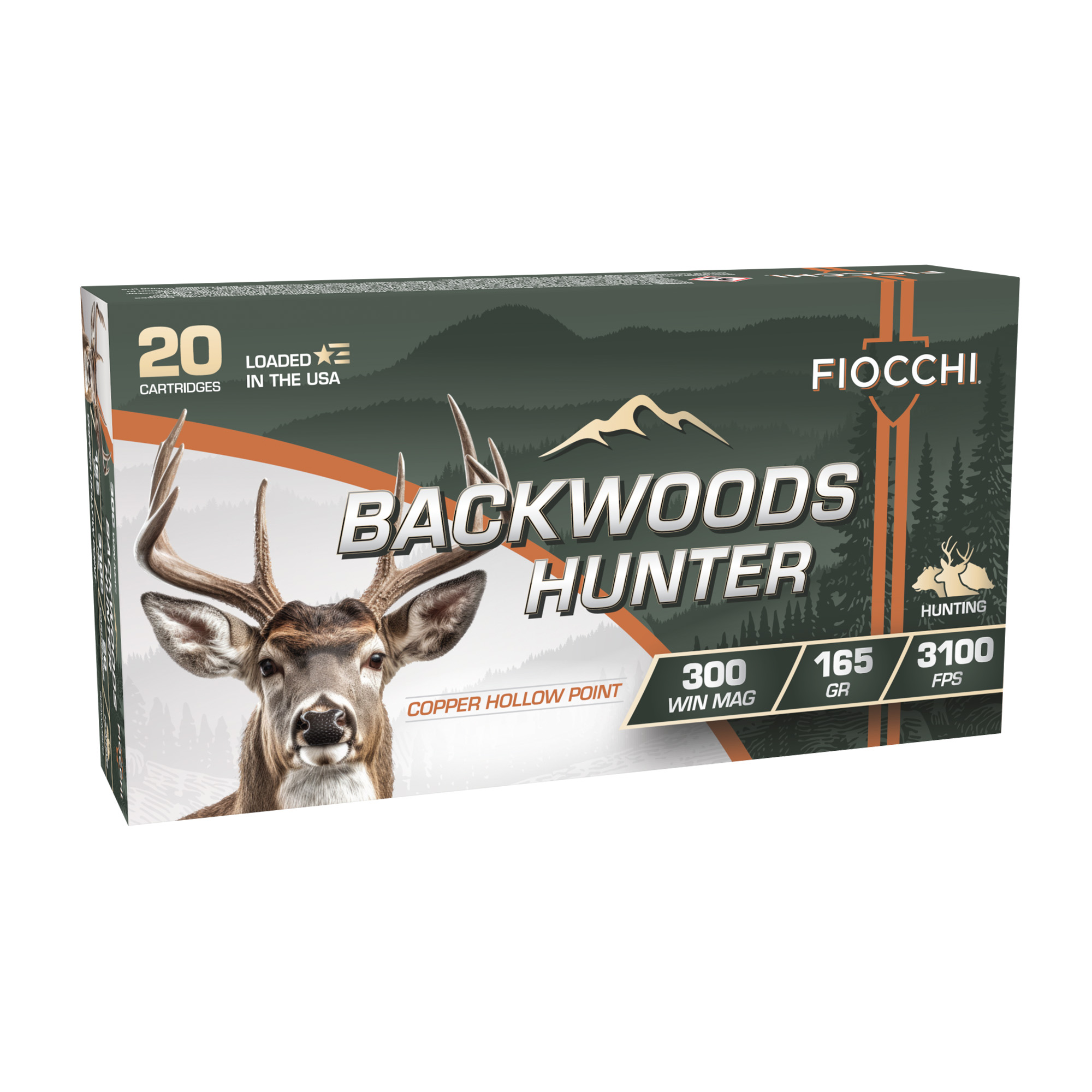 Fiocchi Backwoods Hunter 300 Winchester Magnum Copper 165 Grain 20 Rounds
