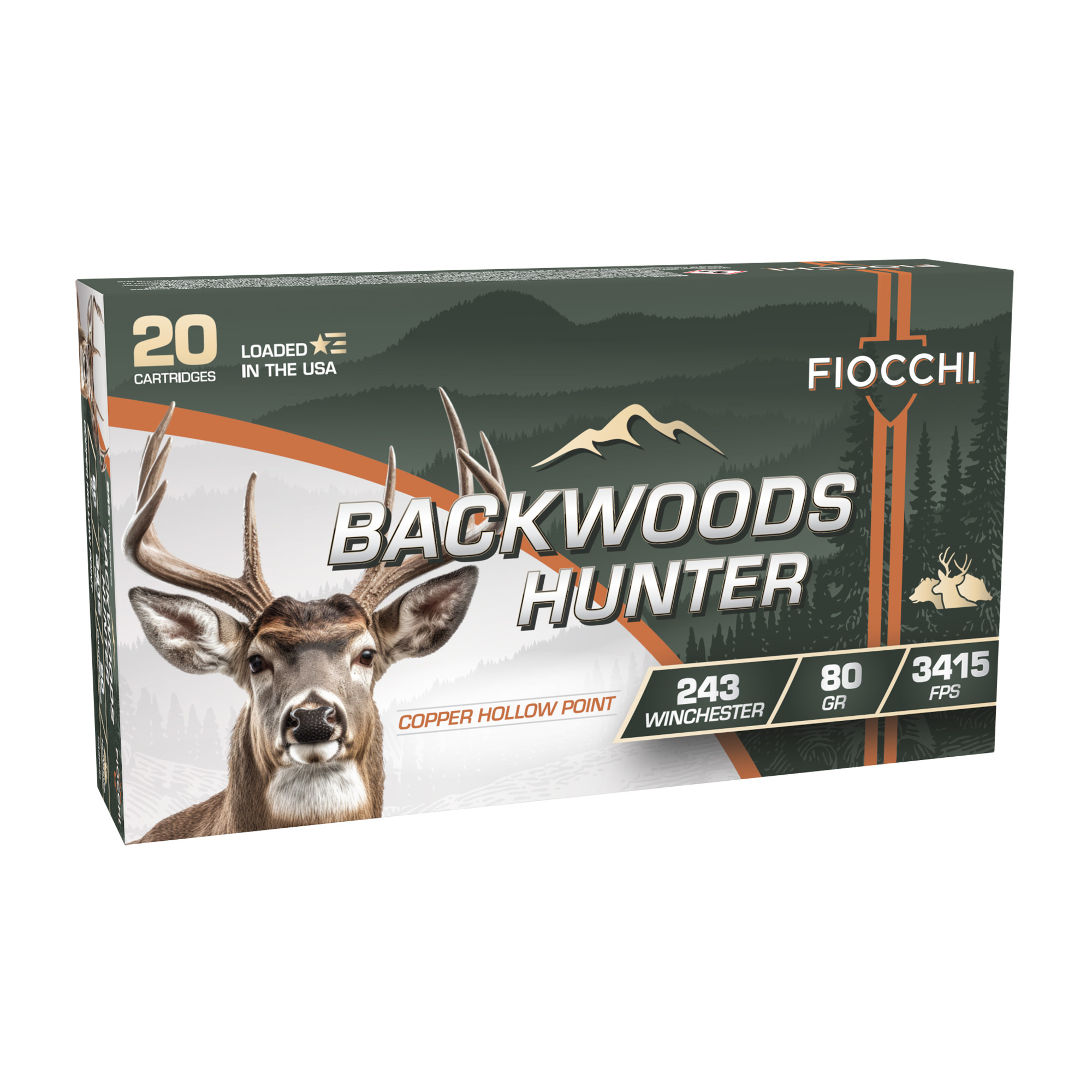 Fiocchi Backwoods Hunter 243 Winchester Copper 80 Grain 20 Rounds
