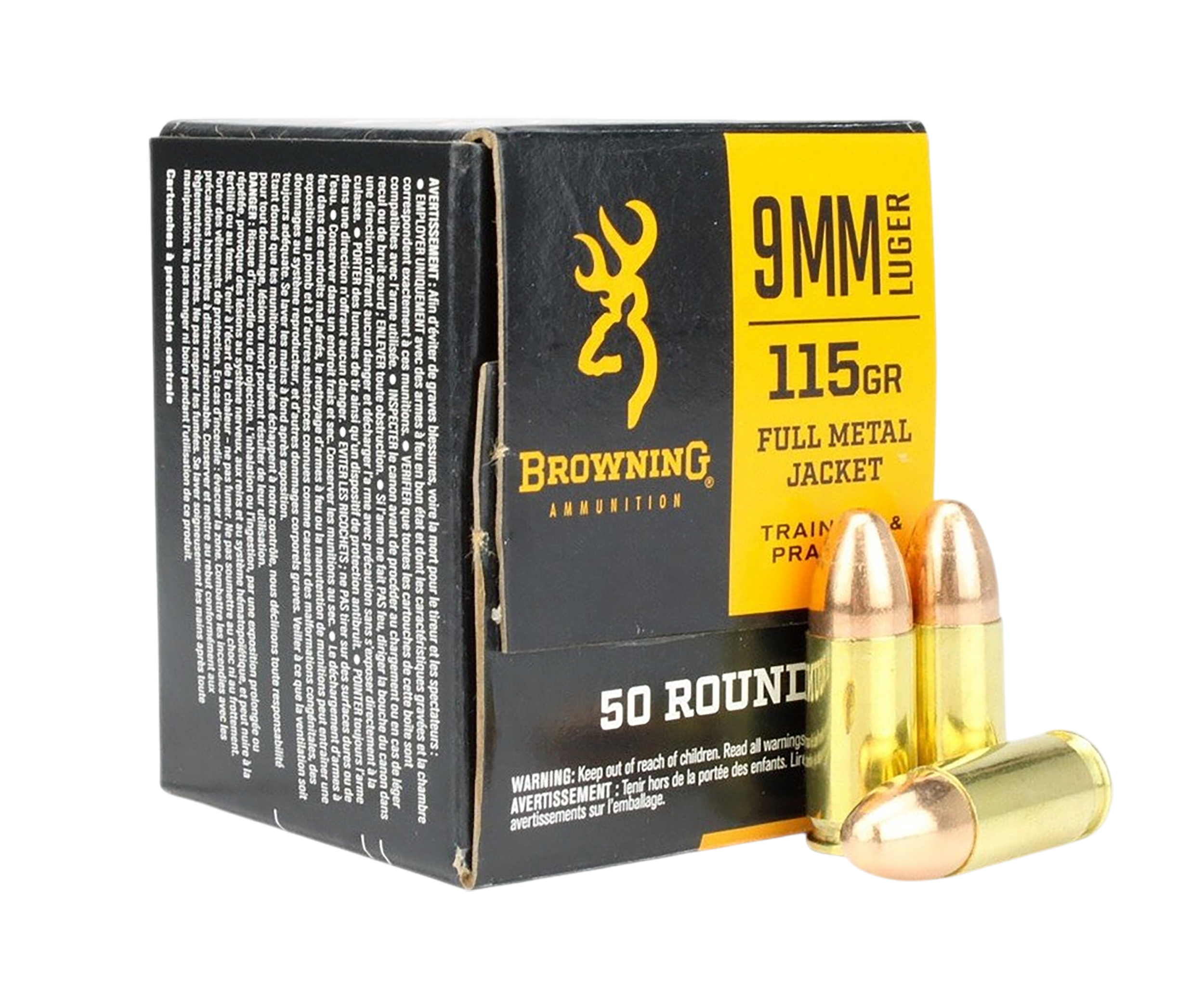 Browning Range 9mm Luger Full Metal Jacket 115 Grain 50 Rounds