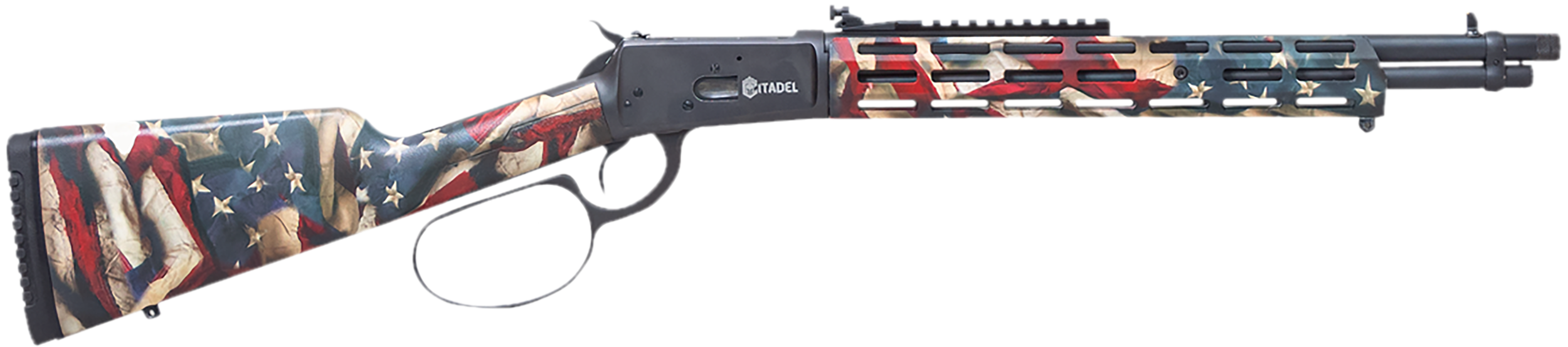 Citadel CIT44LVRUSA Levtac 92 44 Mag 8+1 16.50" Matte Black Threaded Barrel & Steel Receiver w/Picatinny Rail, Fixed Respect Camo (American Flag) Synthetic Stock, Right Hand